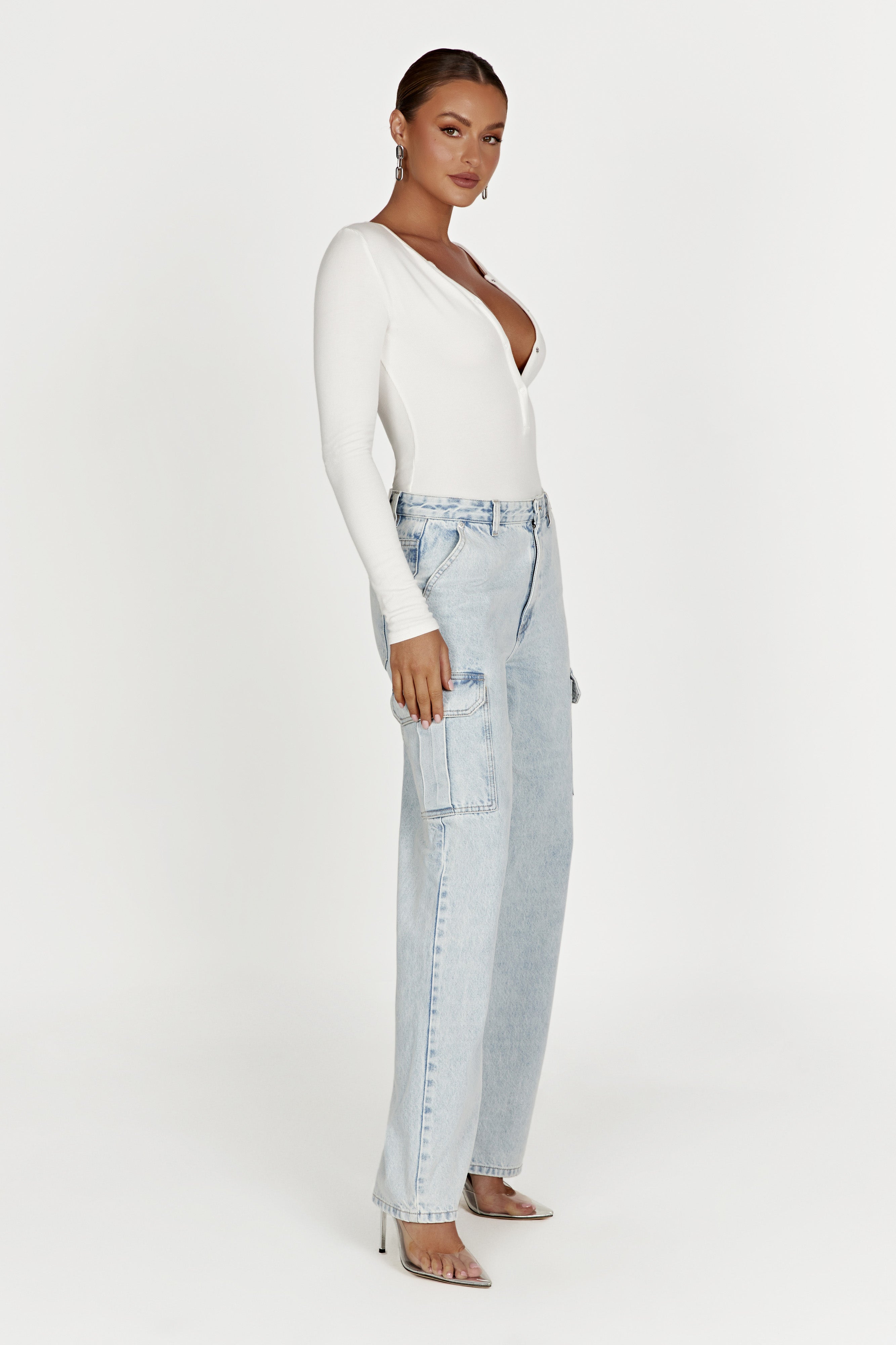 Naomi Long Sleeve Bodysuit - White