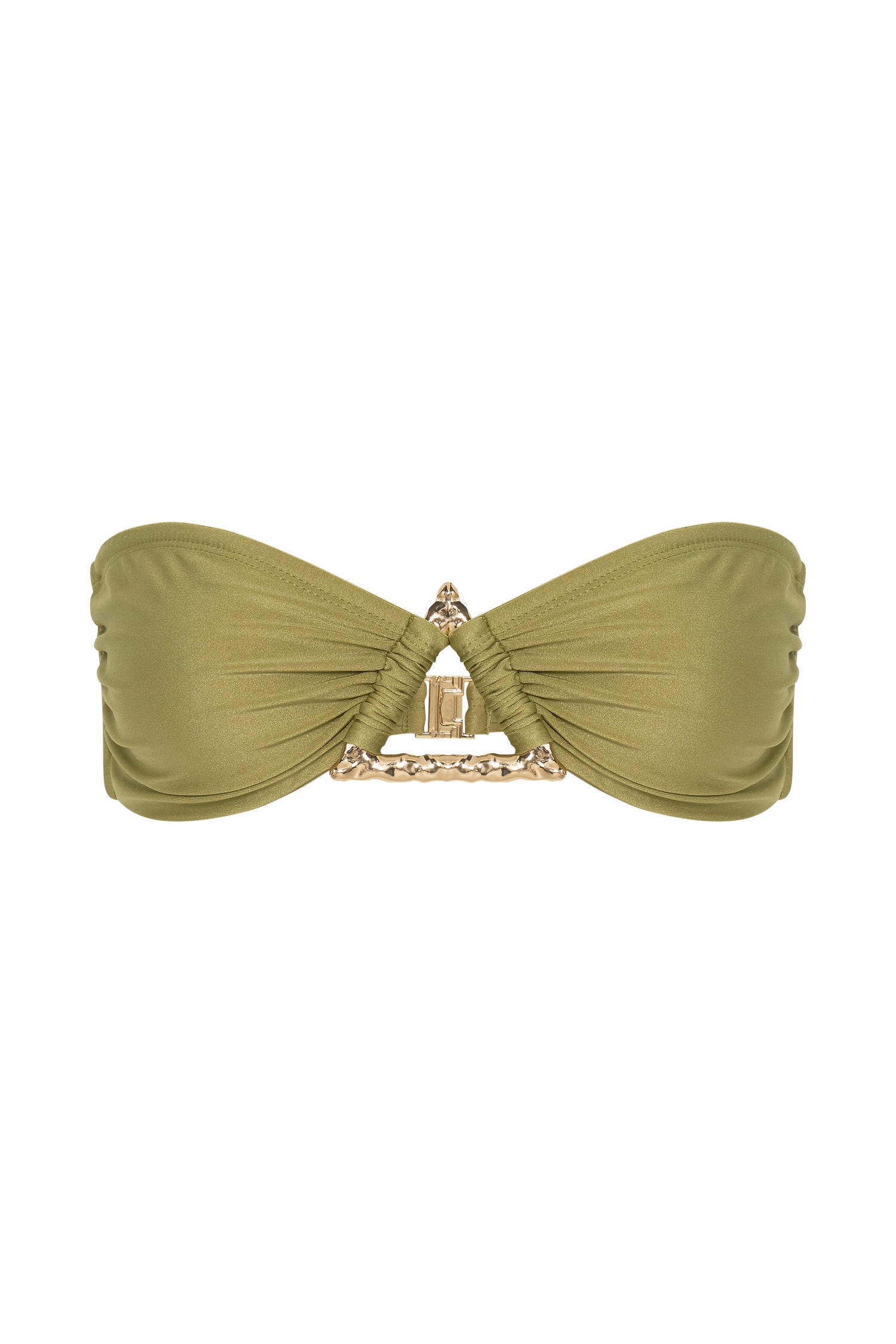 Elly Triangle Hardware Bandeau Bikini Top - Olive