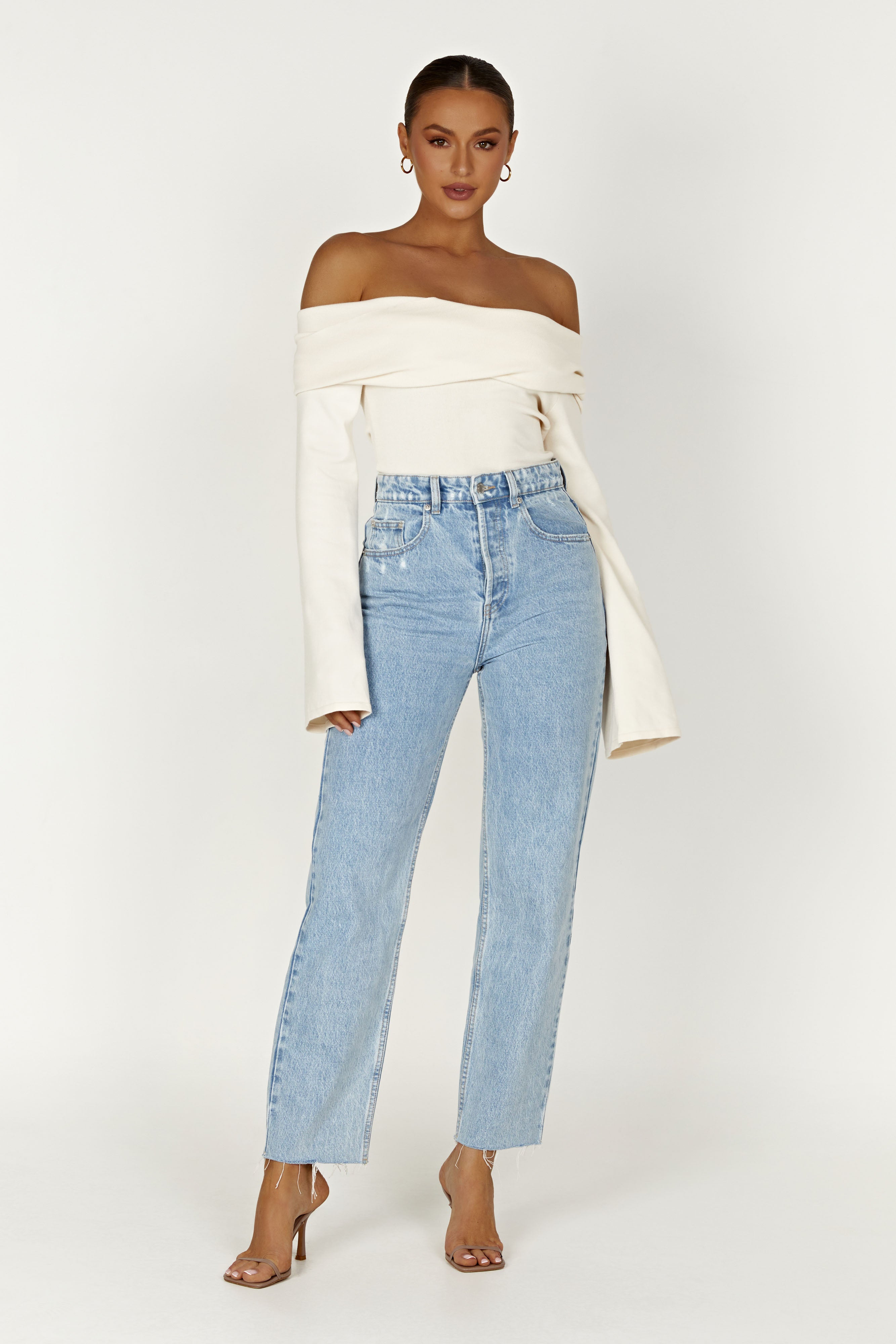 Marlisa Off Shoulder Twist Top - Ivory