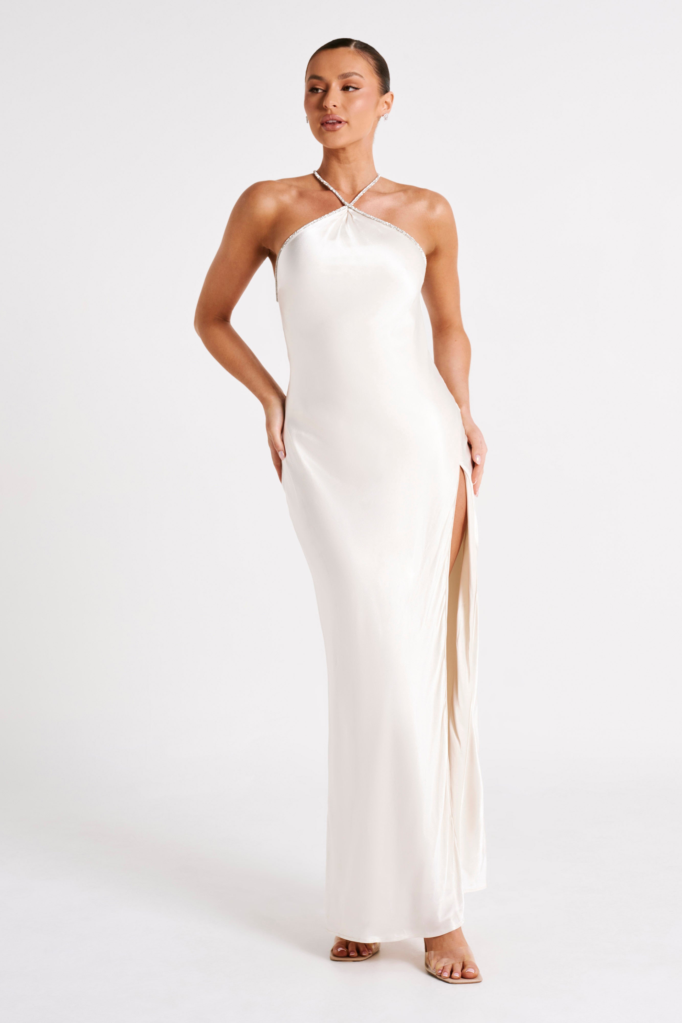 Louise Diamante Rope Maxi Dress - Ivory