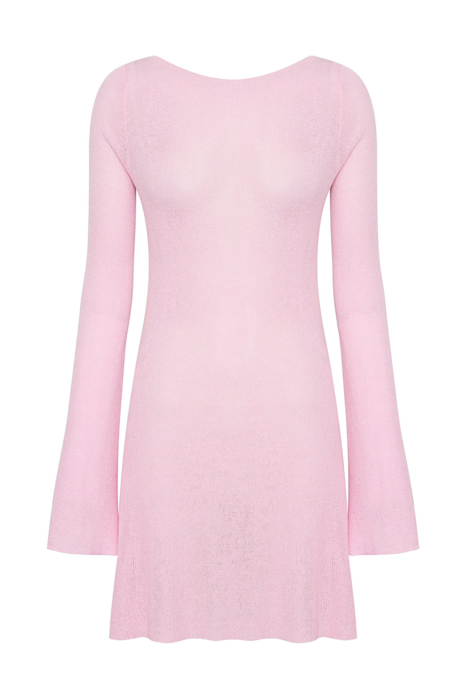Zahra Long Sleeve Open Back Mini Knit Dress - Blush Pink
