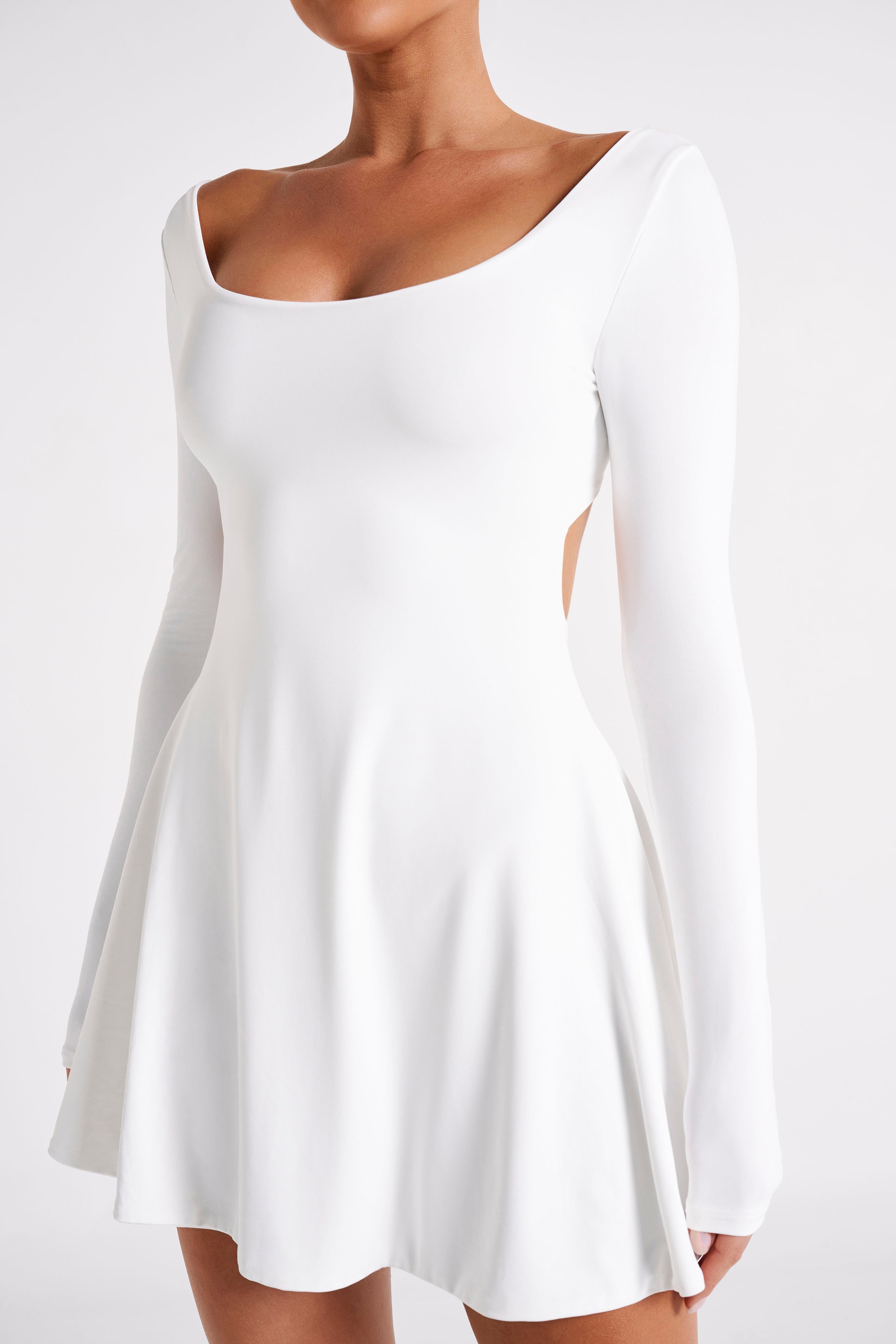 Renee Recycled Nylon Long Sleeve Mini Dress - White