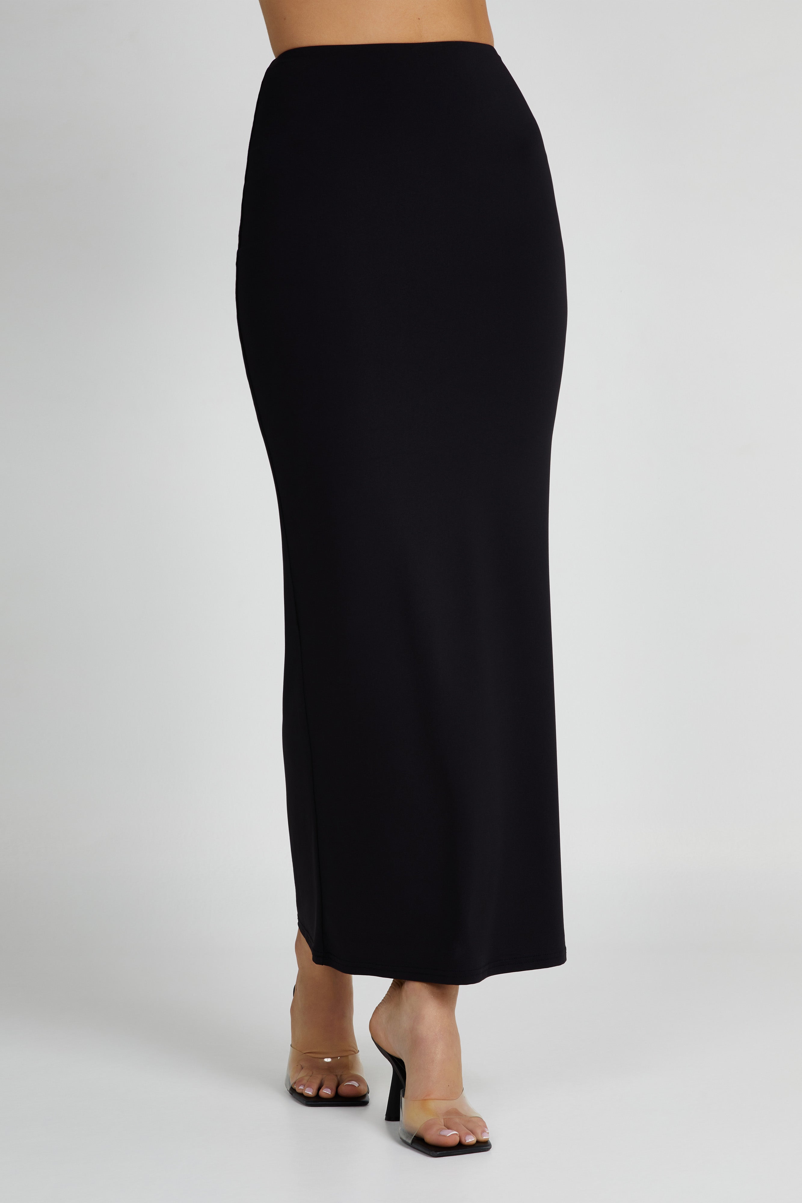 Olympia Recycled Nylon Fishtail Maxi Skirt - Black