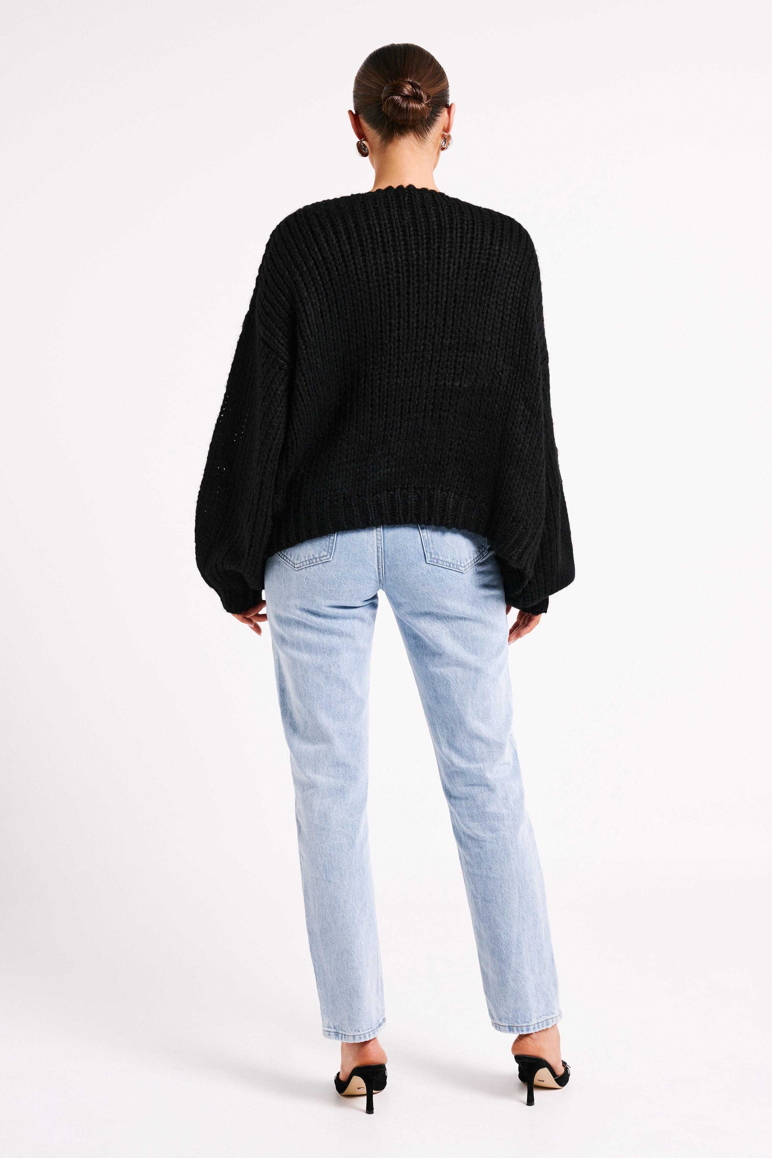 Irina Chunky Knit Cardigan - Black