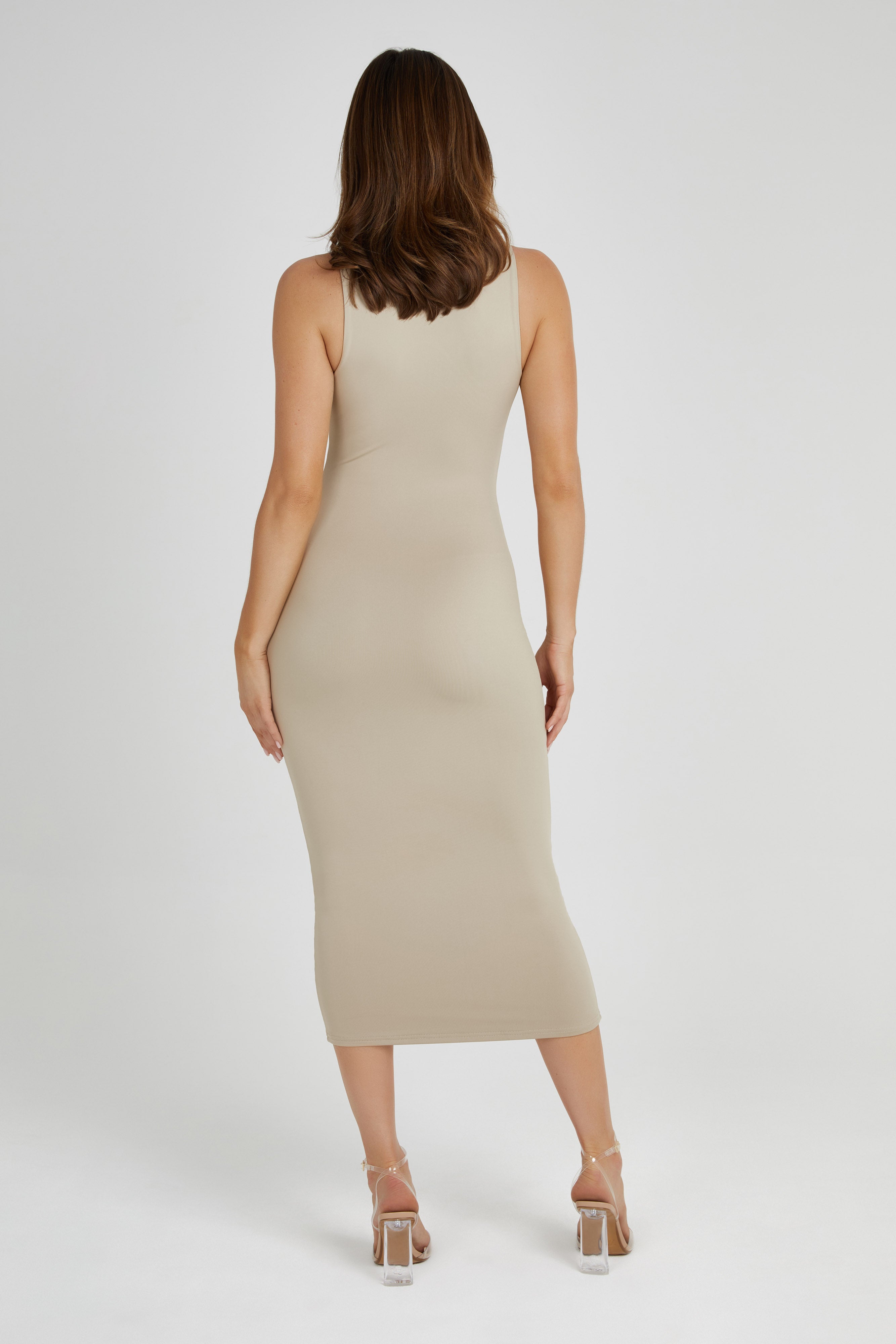 Jill Sleeveless Tank Midi Dress - Taupe