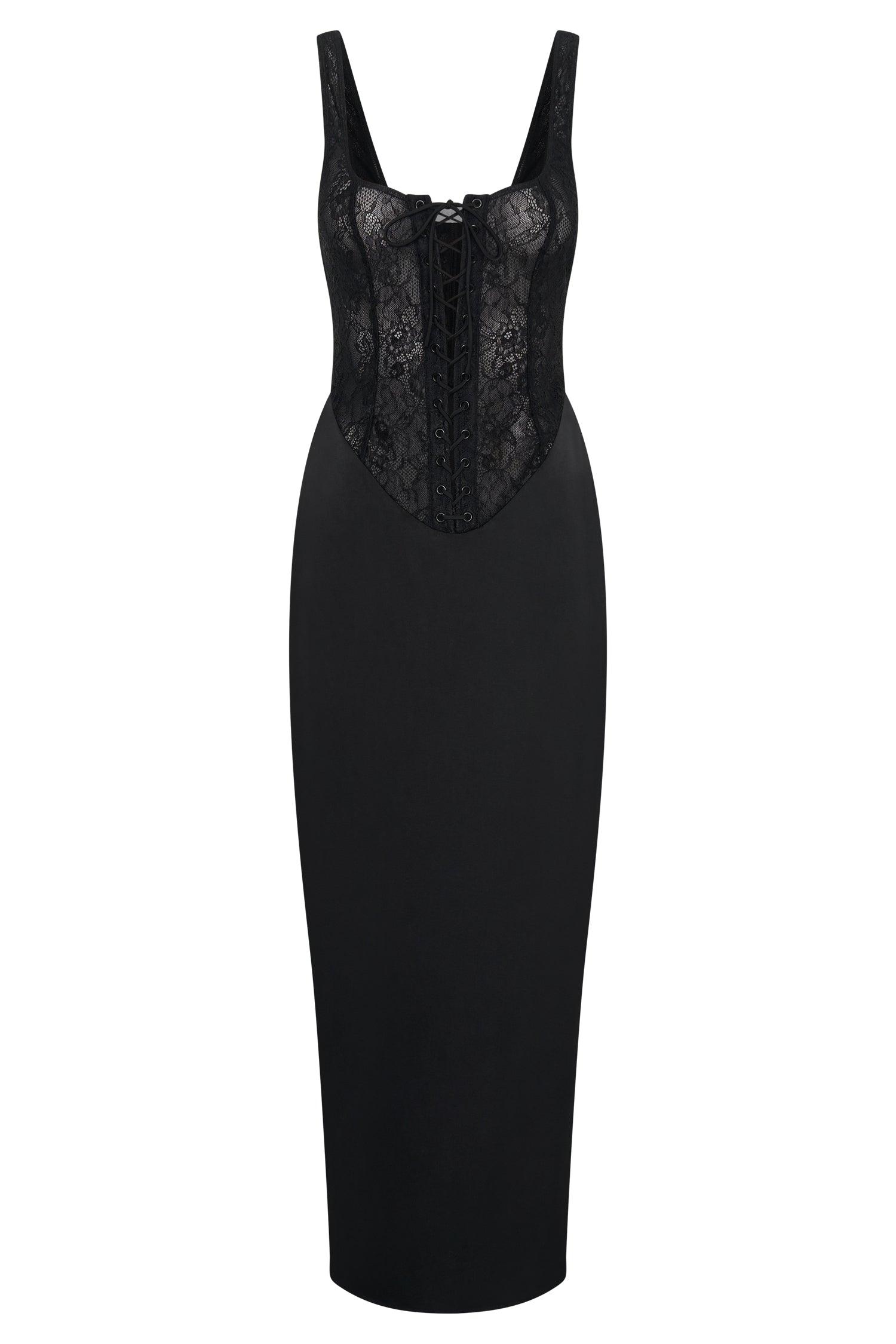 Octavia Lace Corset Maxi Dress - Black