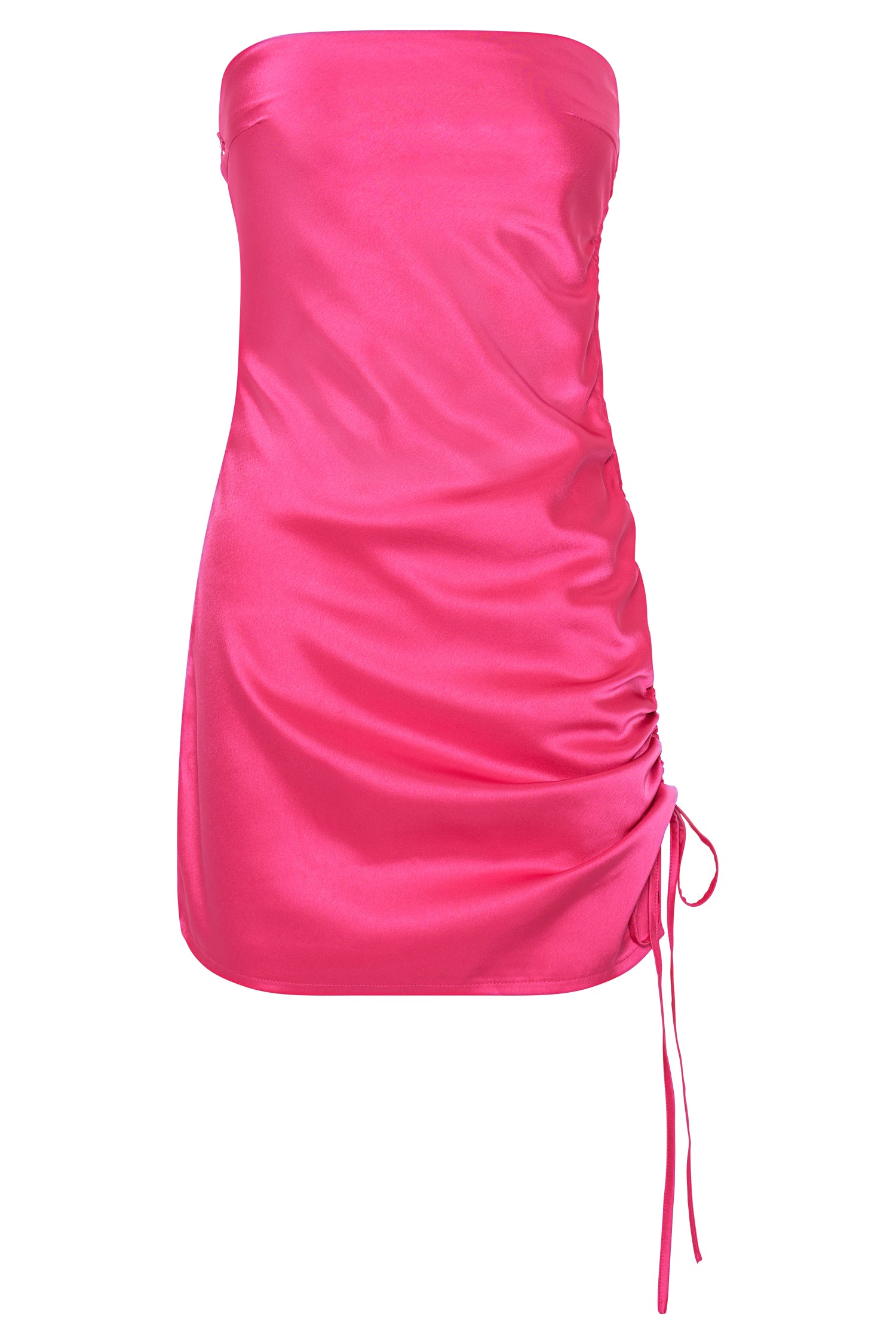 Katia Strapless Ruched Side Mini Dress - Fuchsia