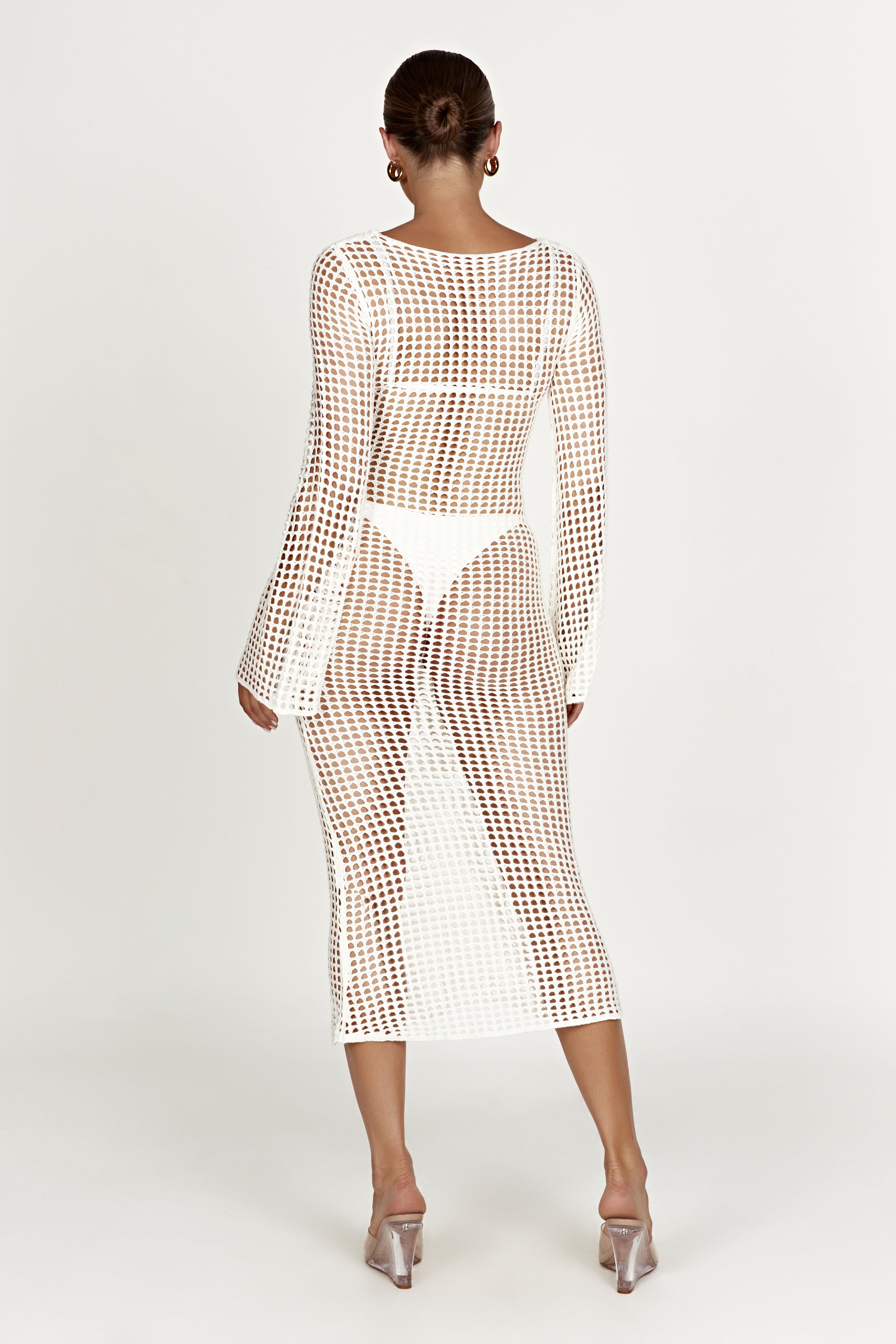 Murphy Long Sleeve Crochet Maxi Dress - White