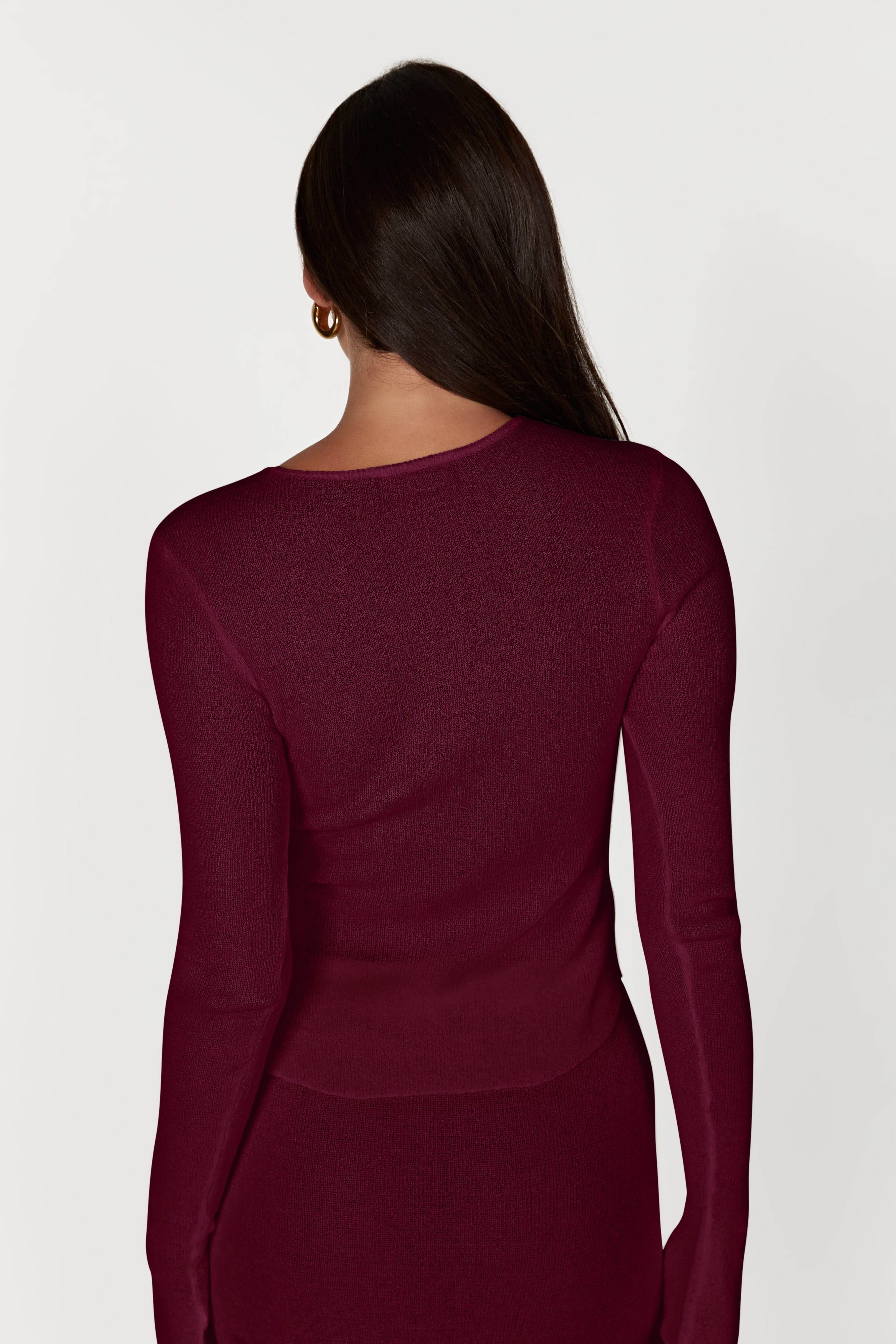 Maribelle Knit Long Sleeve Top - Wine