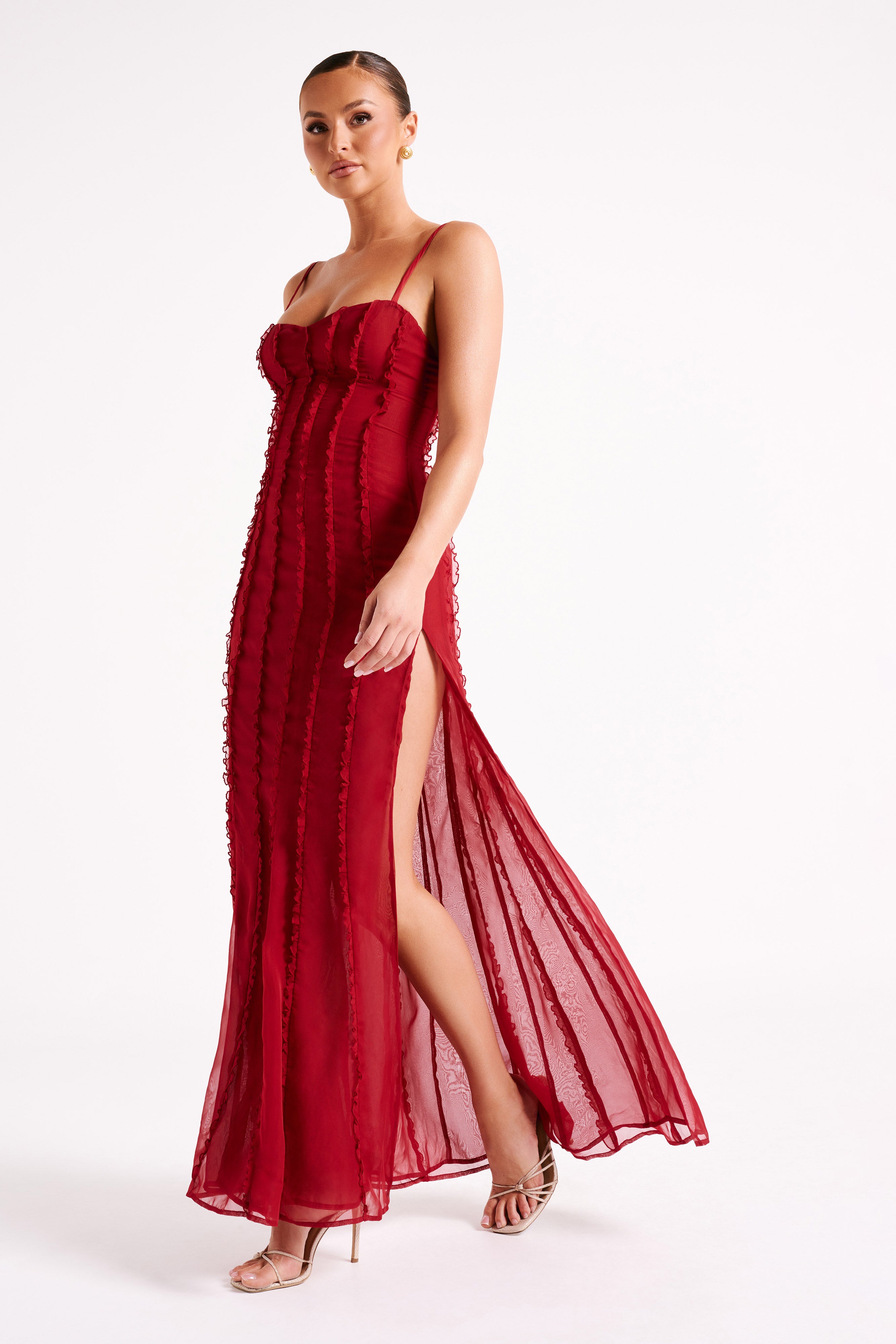 Jacinta Chiffon Maxi Dress - Vermilion Red
