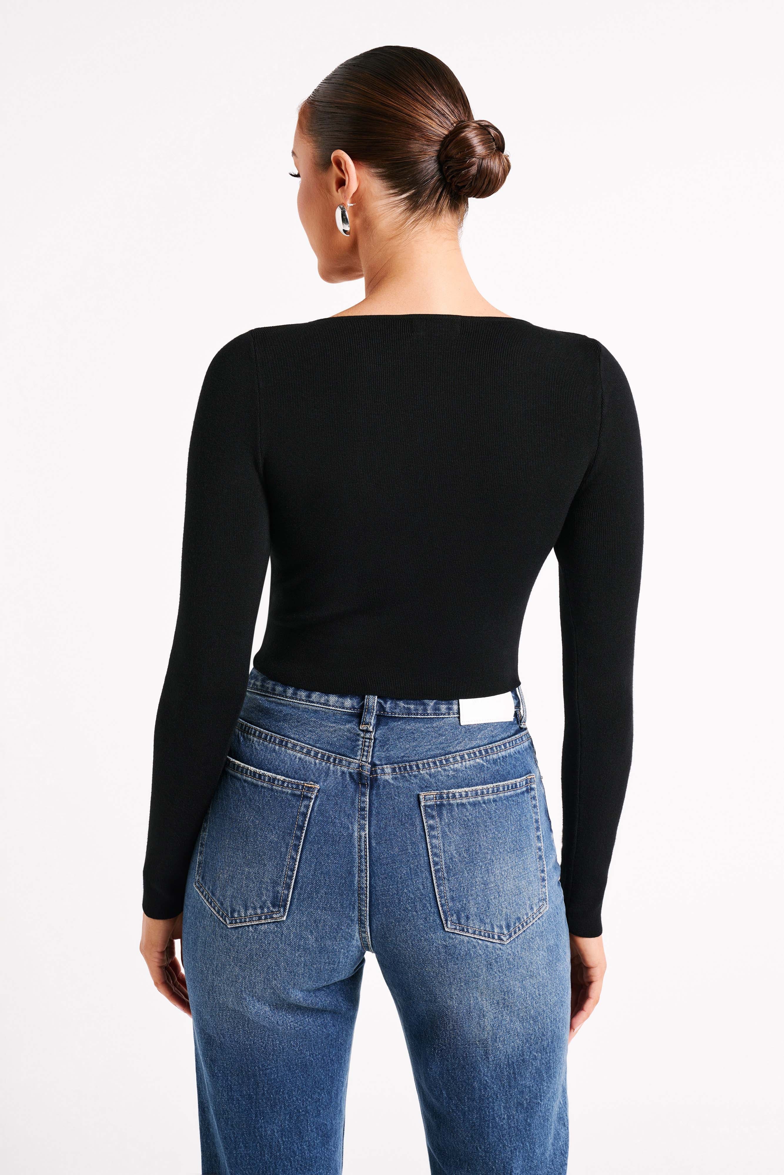 Haisley Long Sleeve Knit Top - Black
