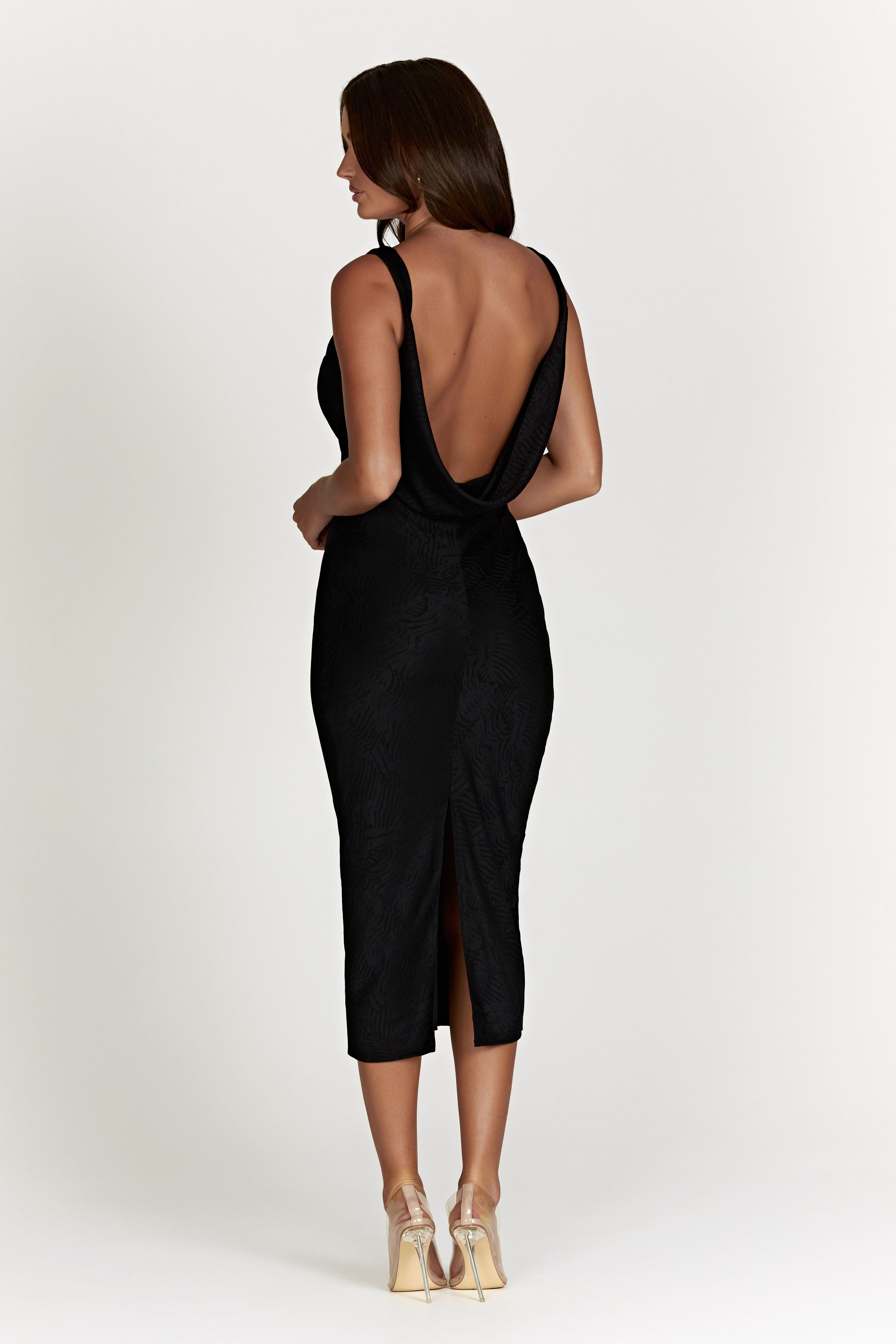 Fallon Cowl Midi Dress - Black