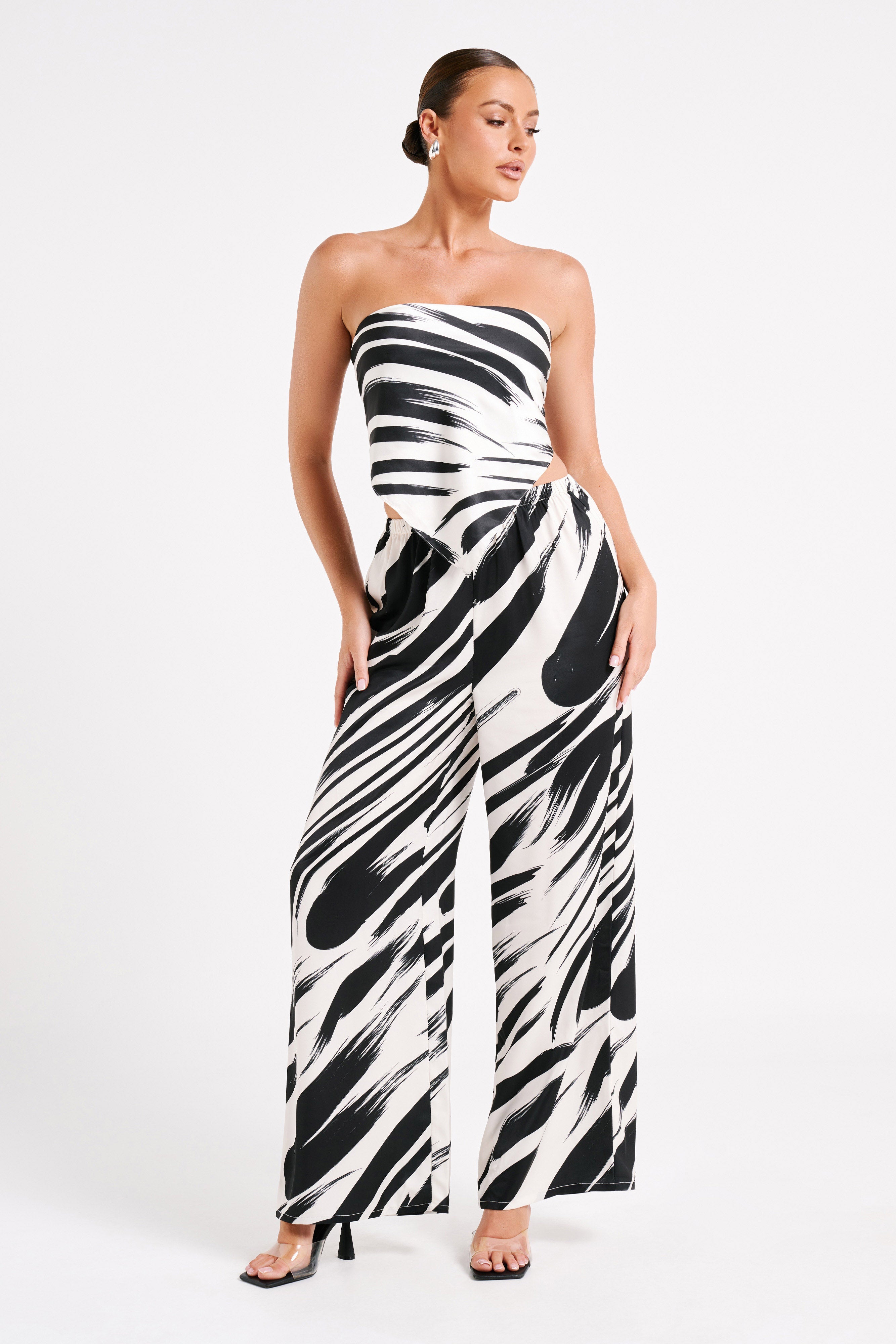 Laina Printed Scarf Top - Abstract Print