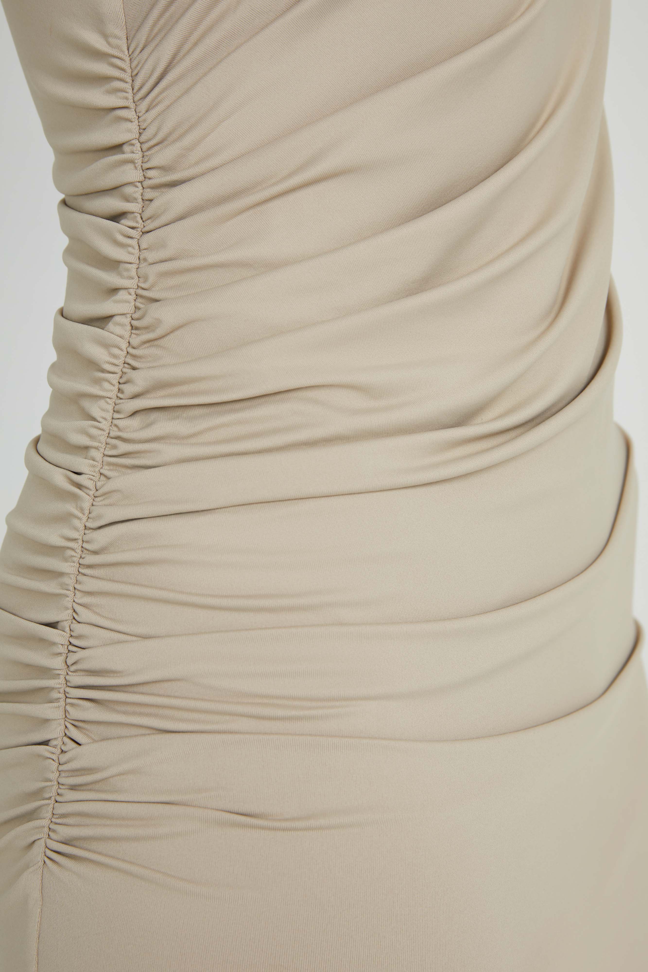 Astraea Recycled Nylon Drape Maxi Dress - Taupe