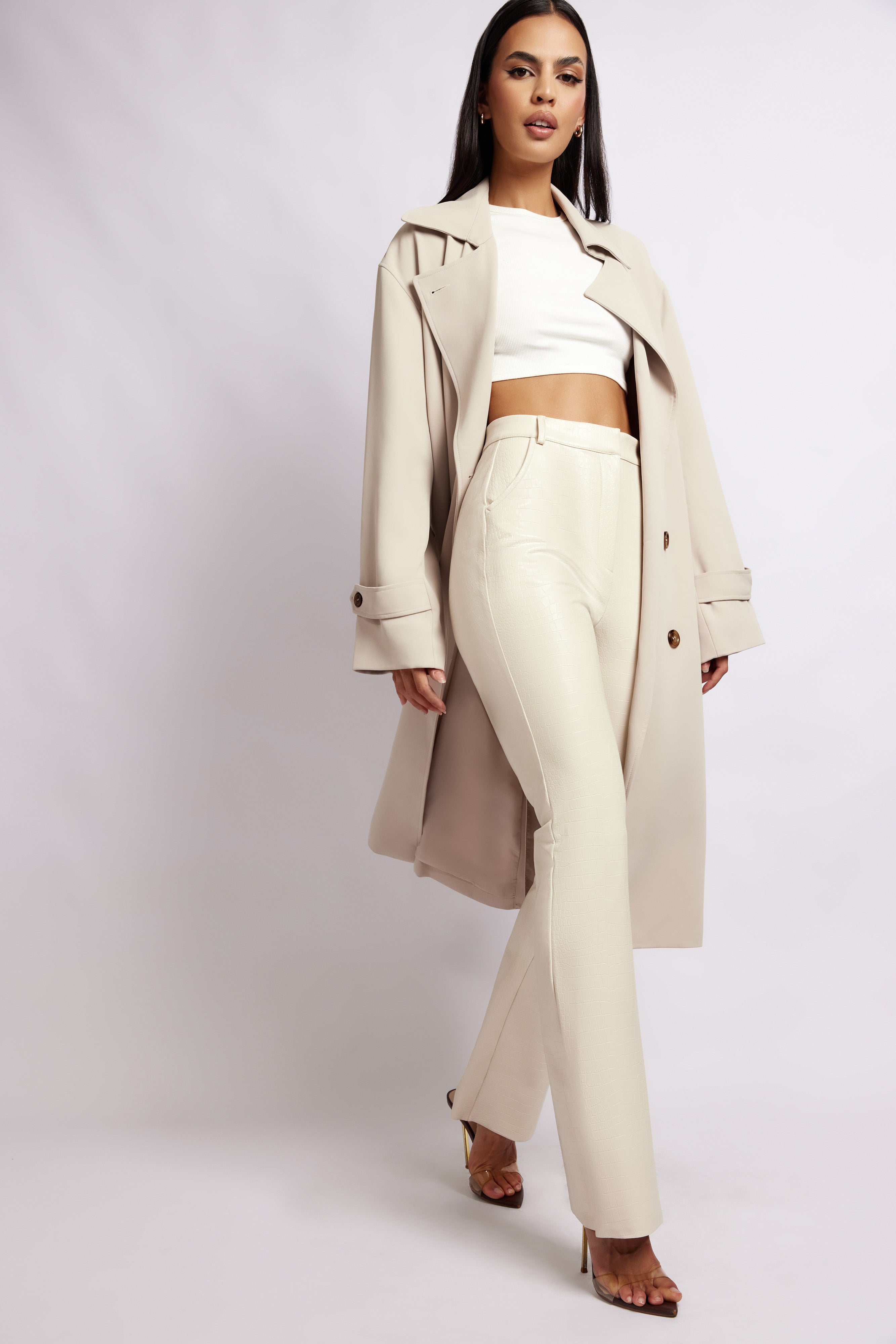 Keily Super Oversized Trench Coat - Bone