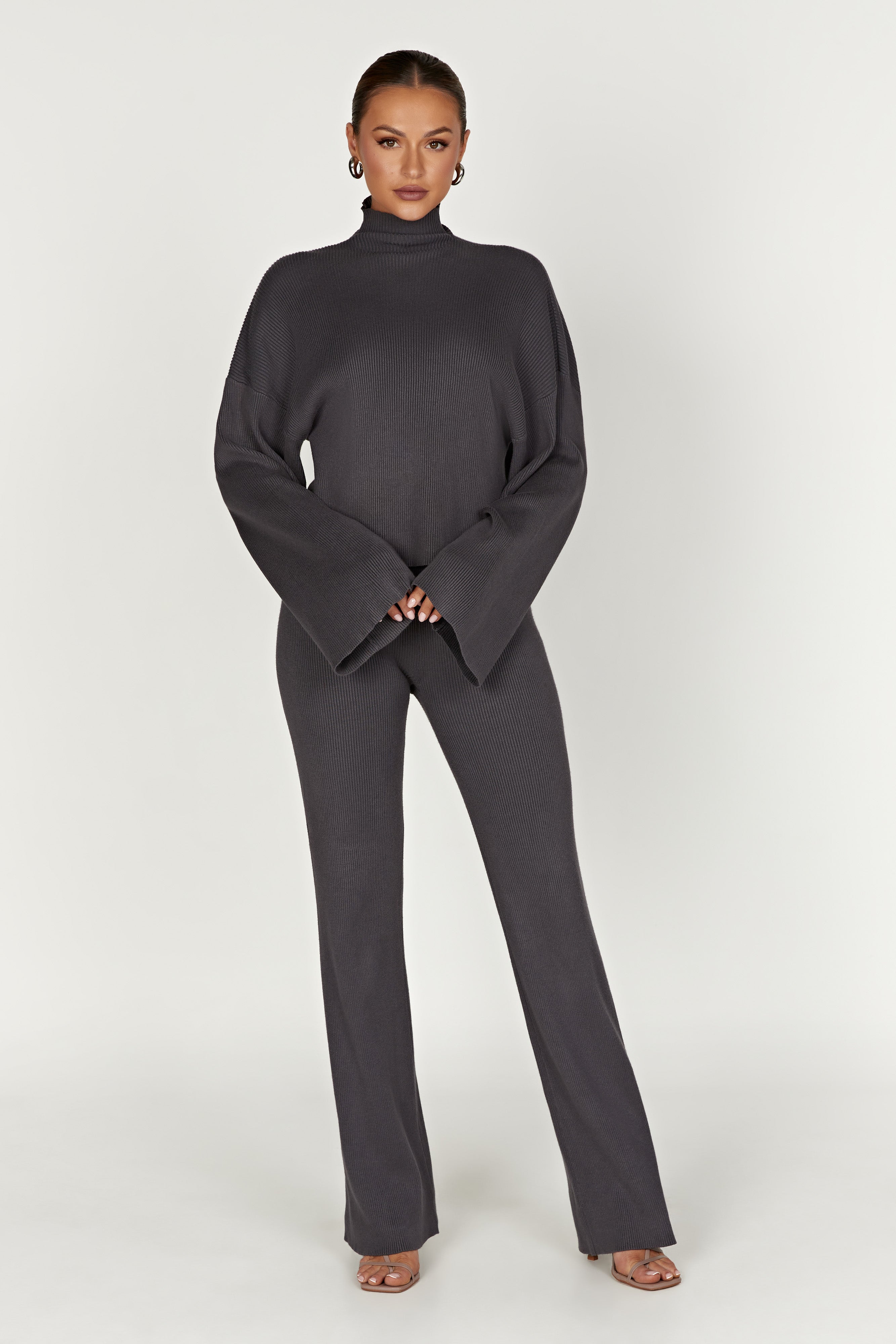 Linnie Straight Leg Knit Pant - Charcoal