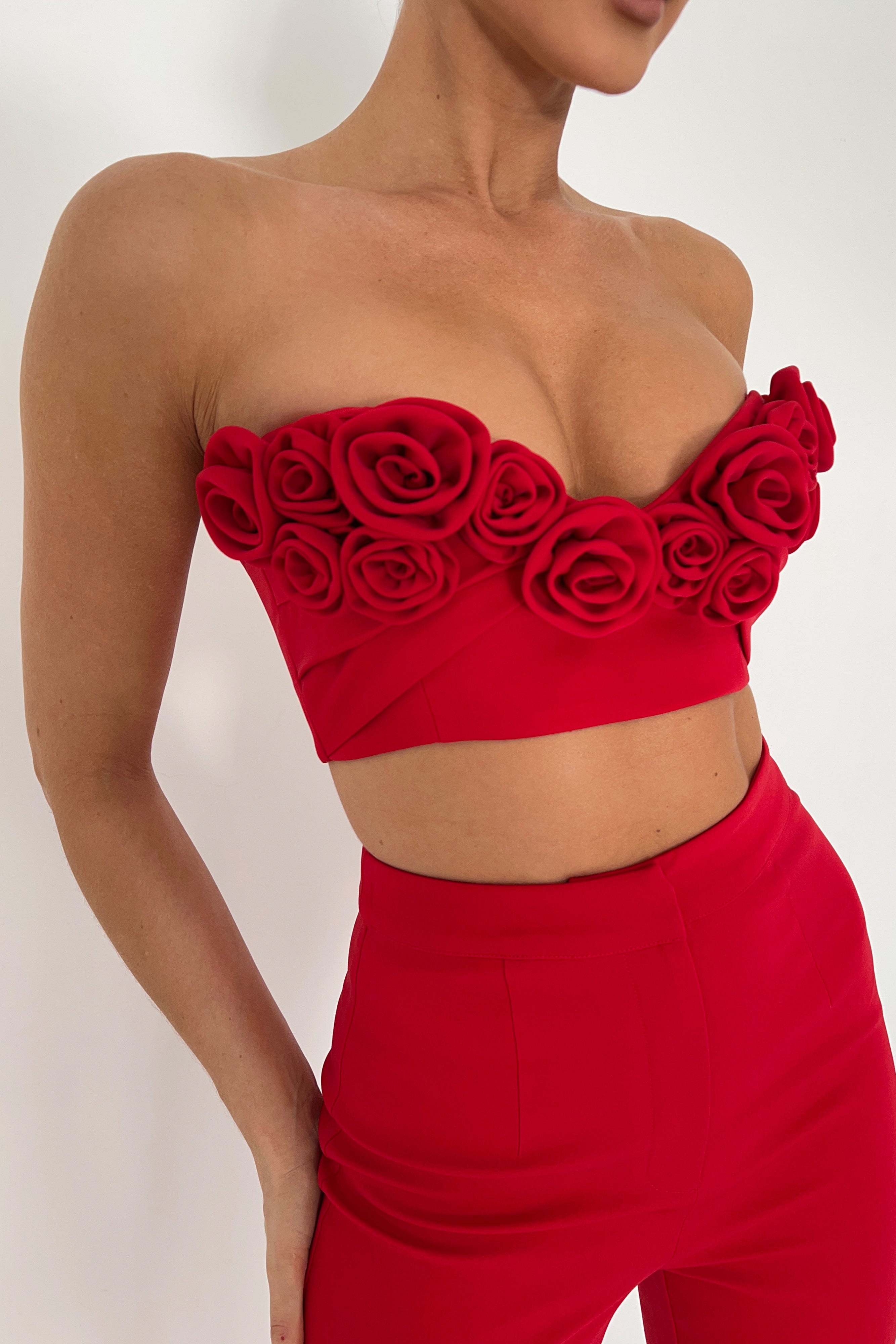 Paloma Rose Crop Top - Red