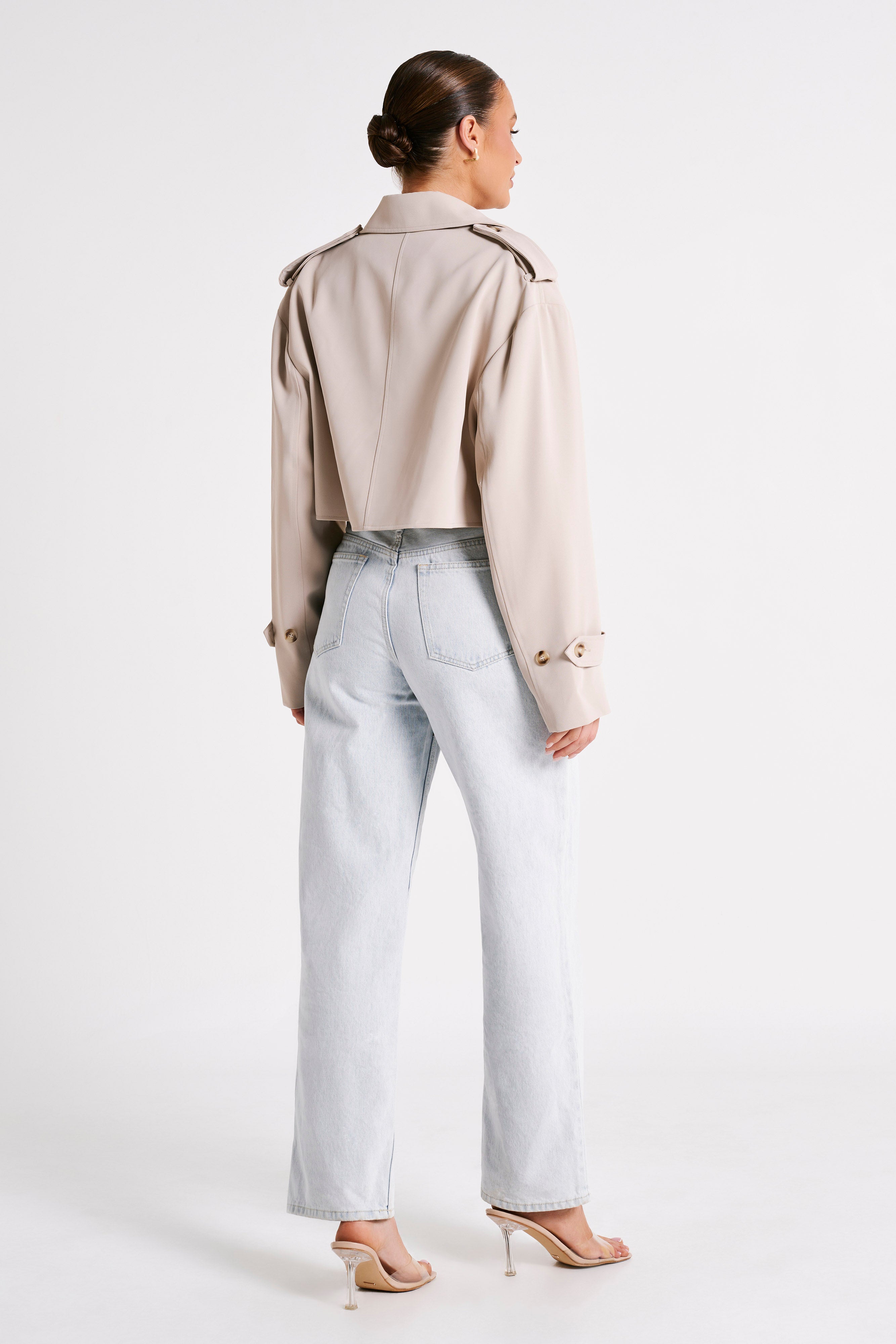 Palmer Cropped Trench Coat - Bone