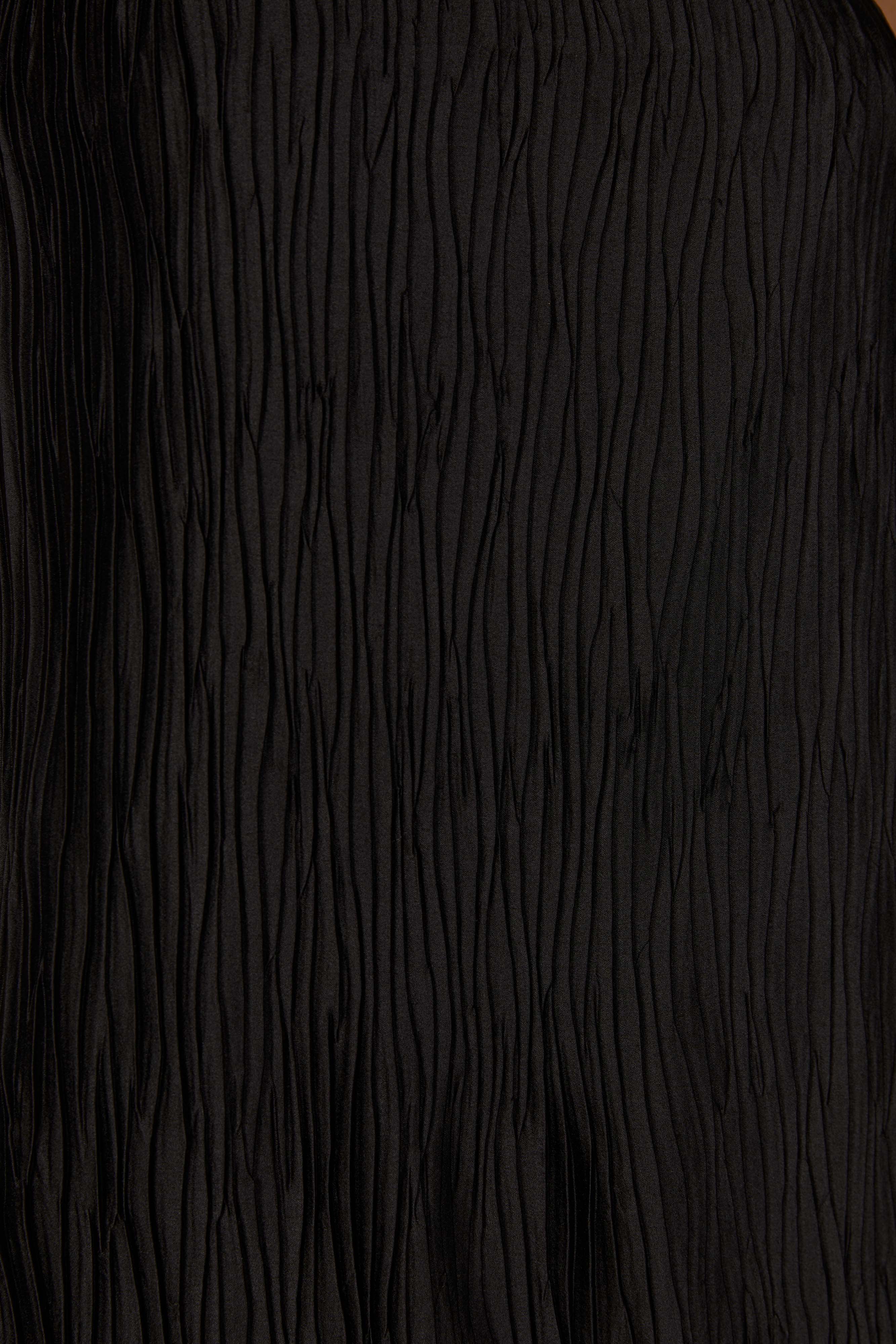 Athena Plisse Mini Shift Dress - Black