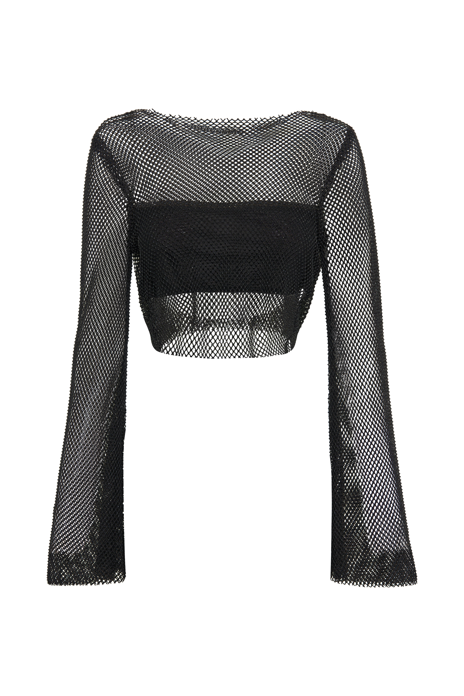 Hilton Diamante Mesh Cowl Top - Black