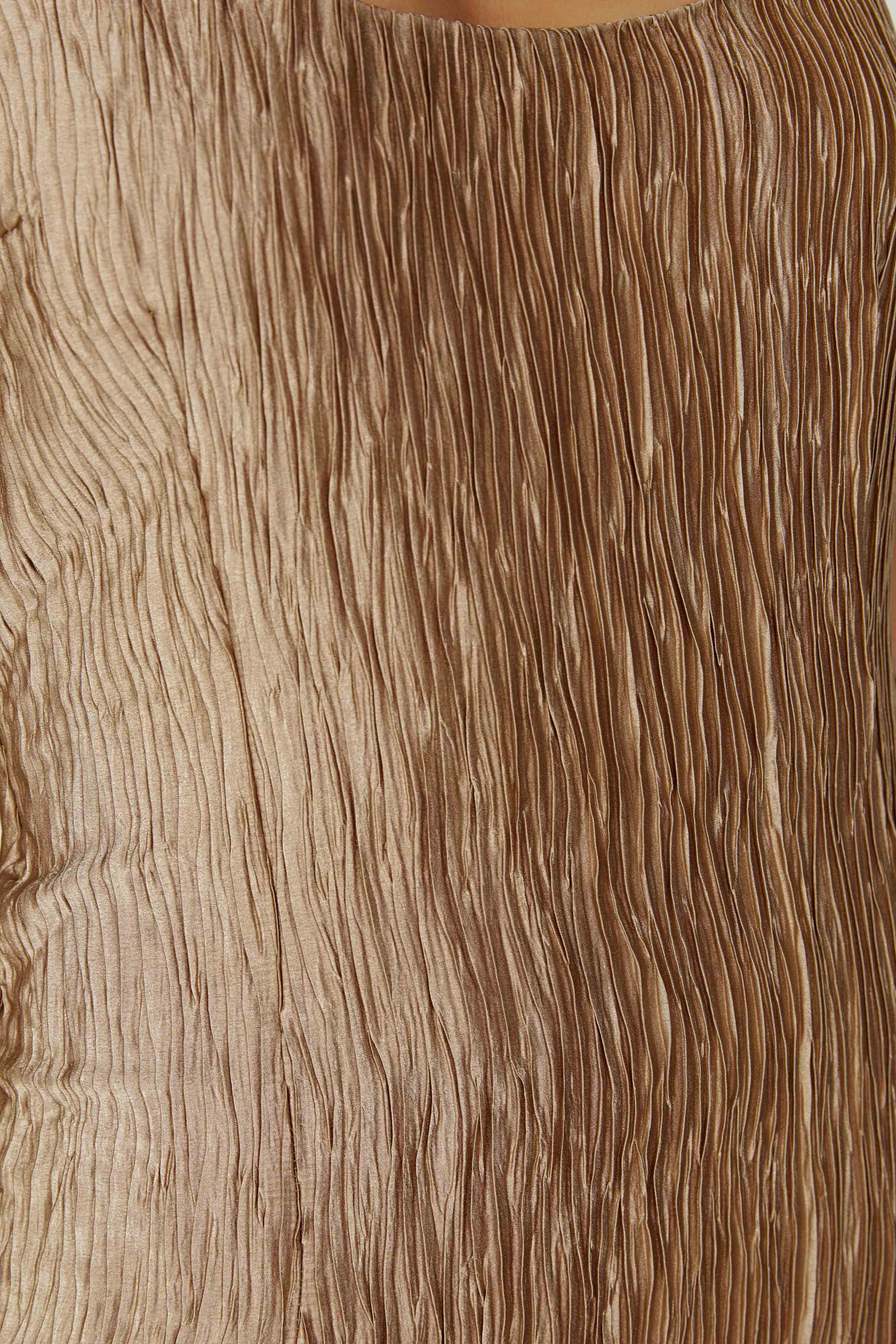 Theia Plisse Maxi Dress - Bronze