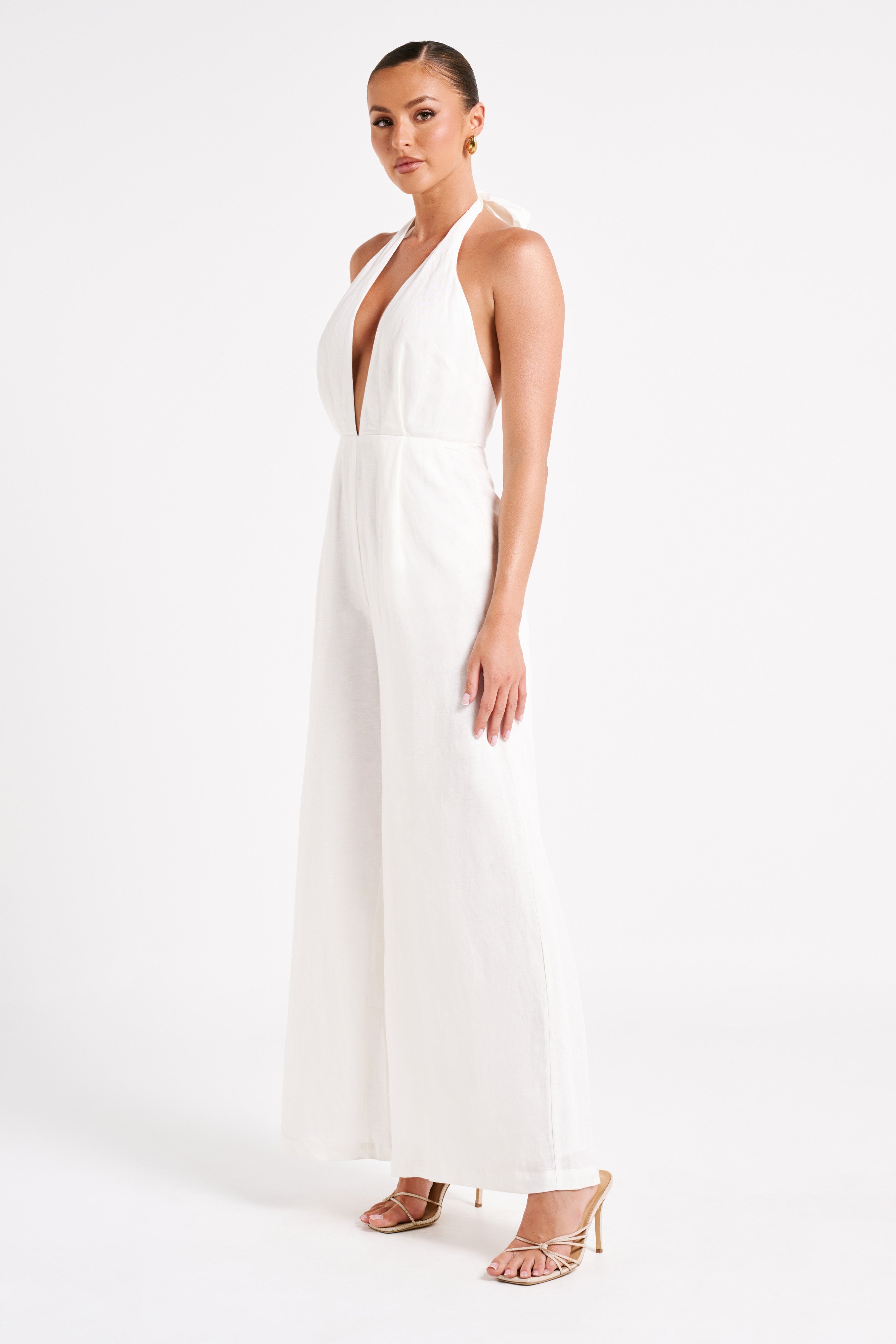 Blanca Linen Halter Jumpsuit - White