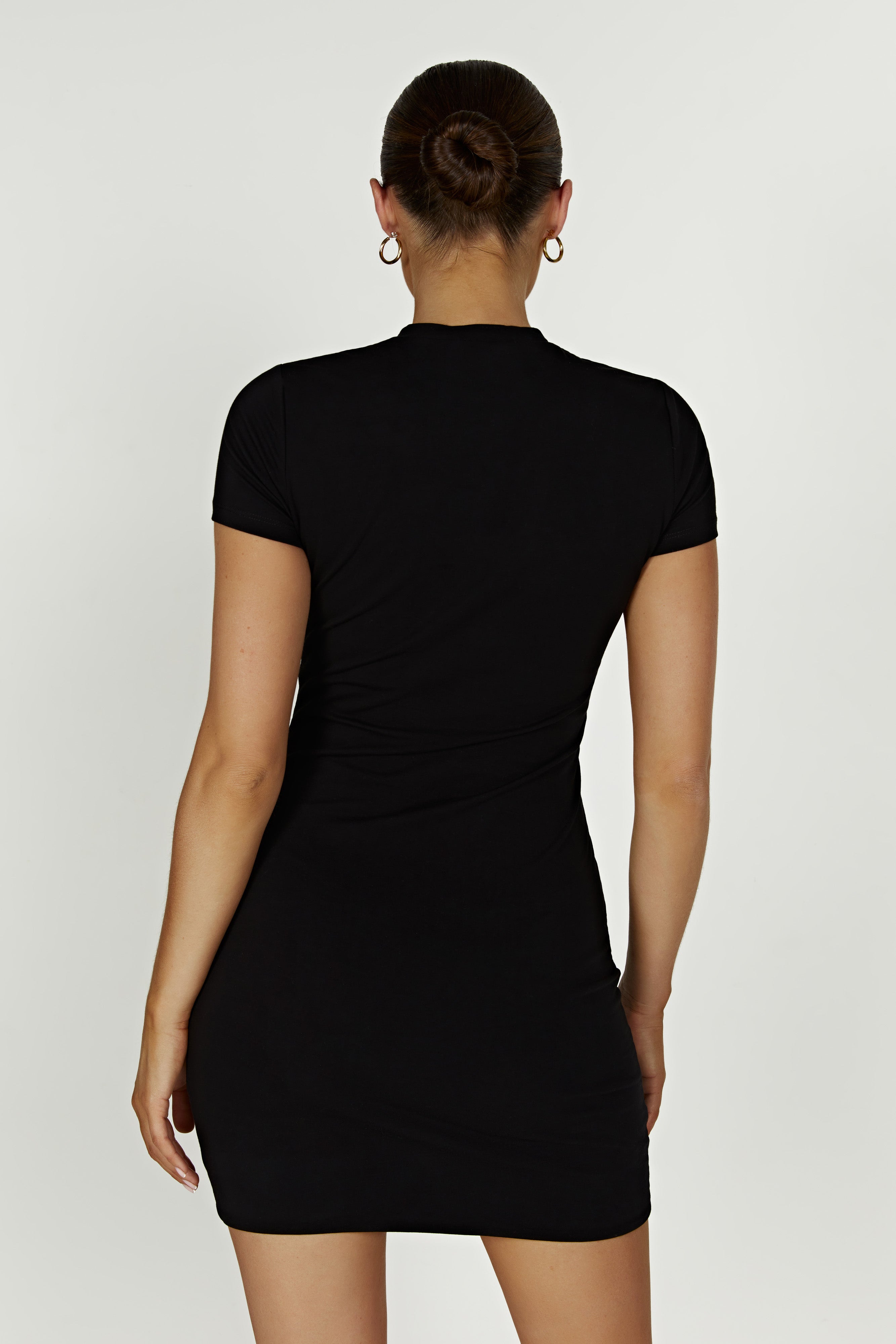 Halston Short Sleeve Mini Dress - Black