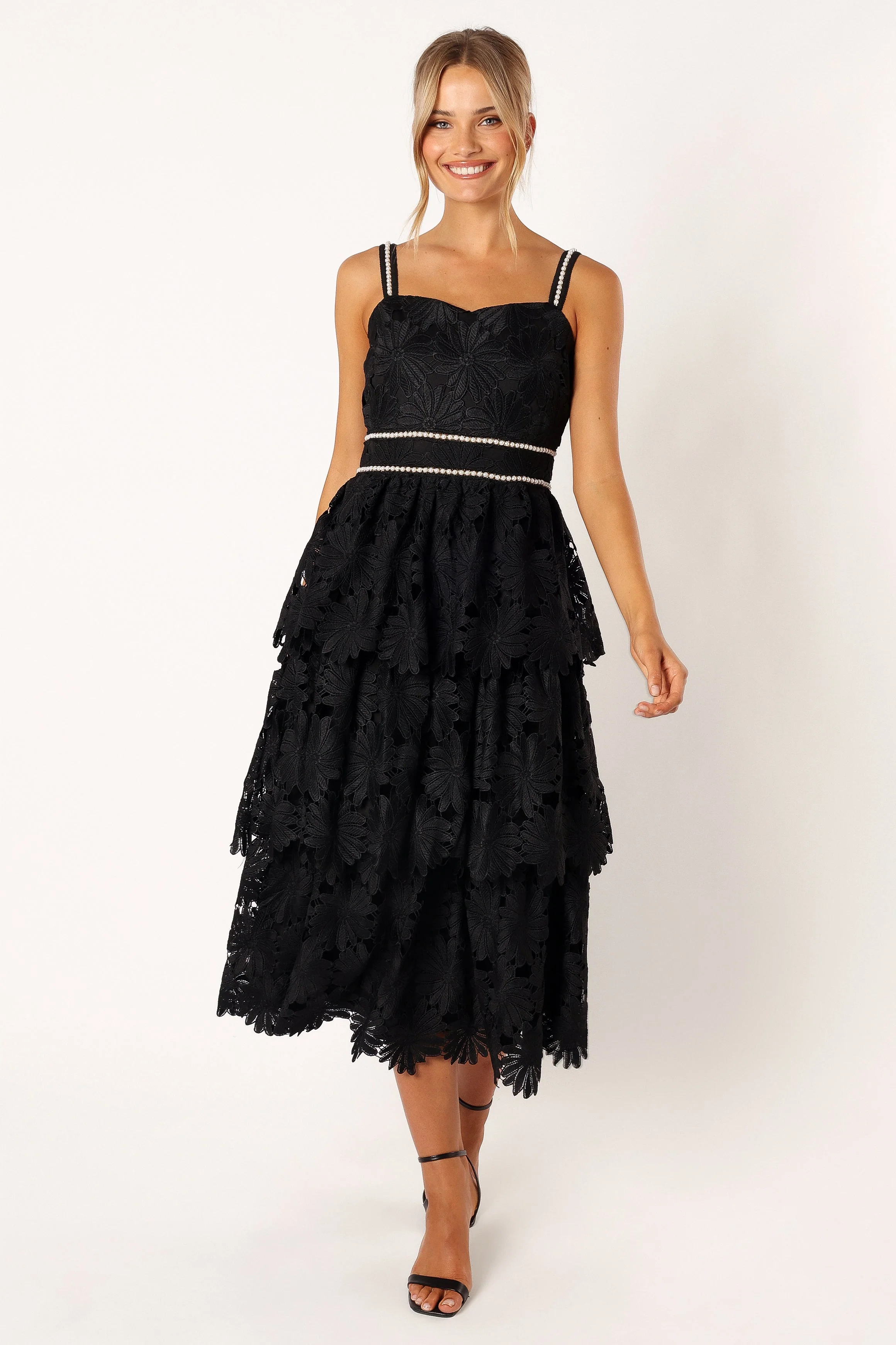 Knox Tiered Midi Dress - Black