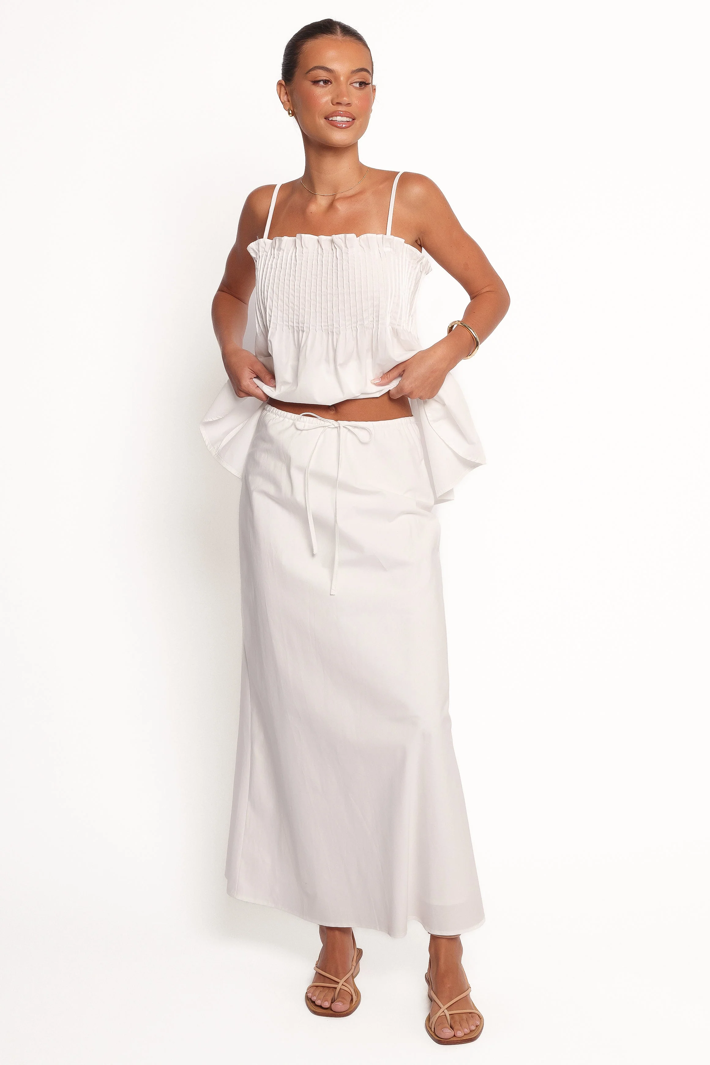 Elena Cotton Maxi Skirt - White