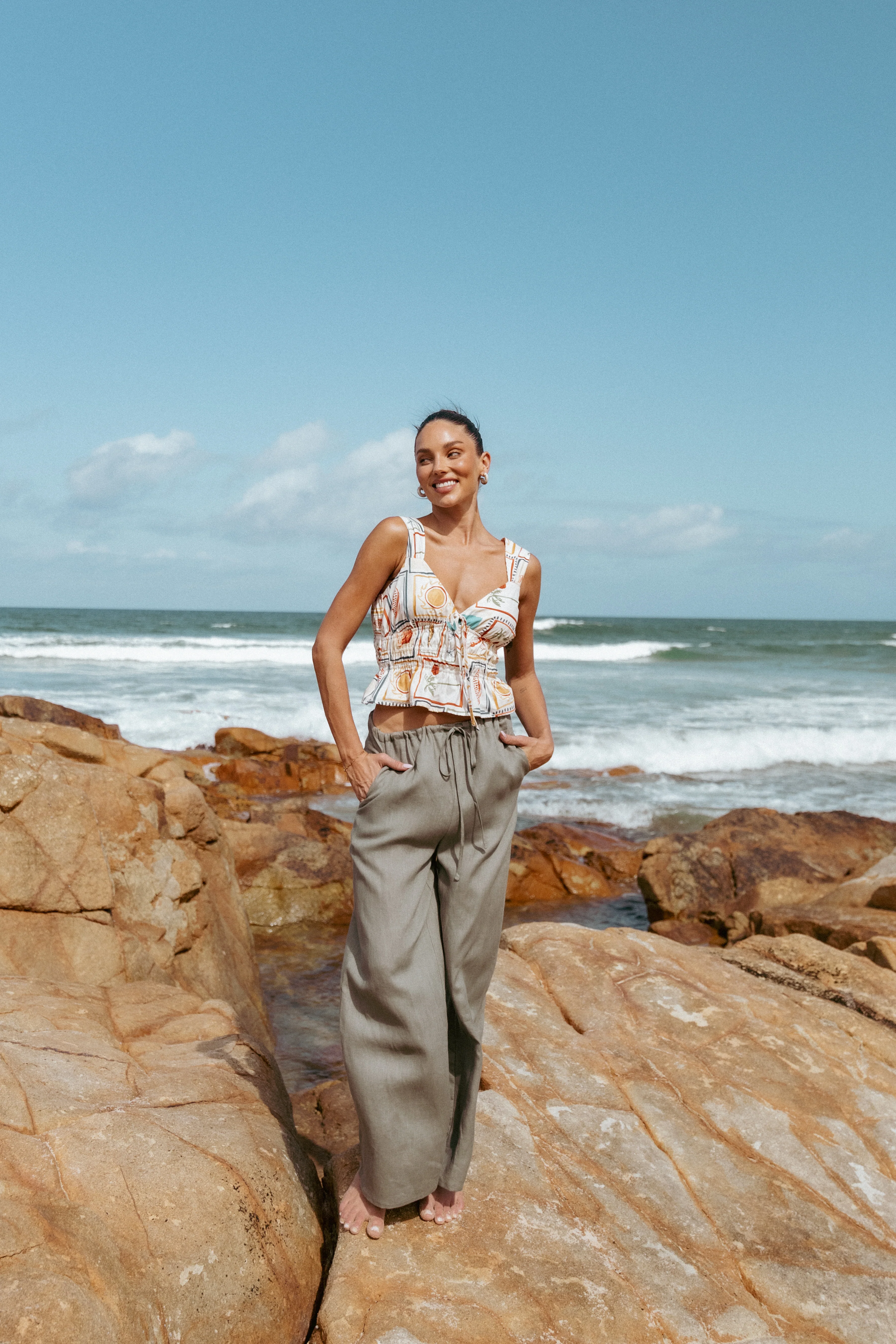 Clairo Linen Pant - Olive