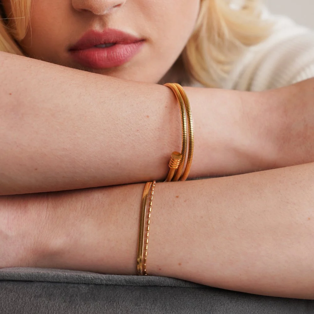 Selene Snake & Bead Chain Bracelet