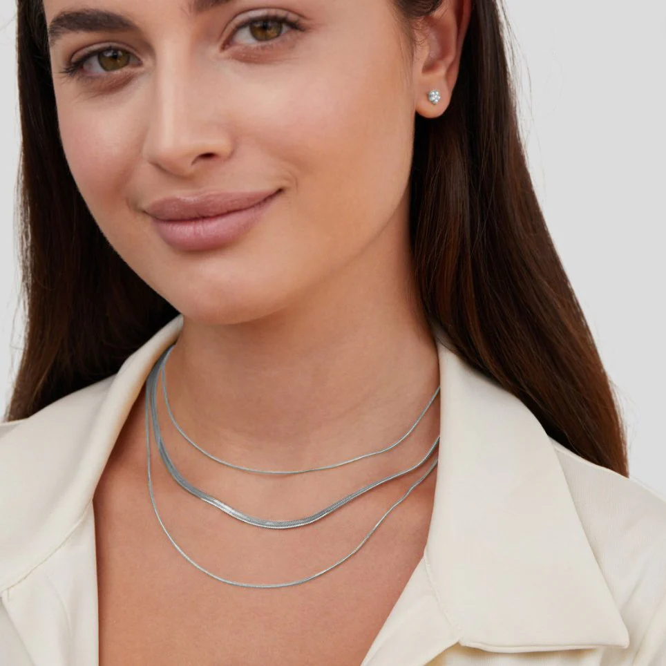 Silver Multi-Layered Chain  Necklace