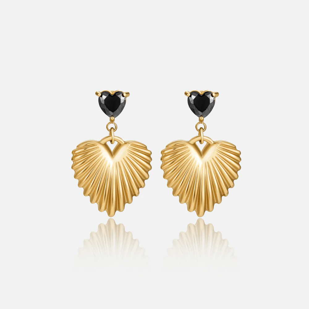 Hera Gold Heart Drop Earrings