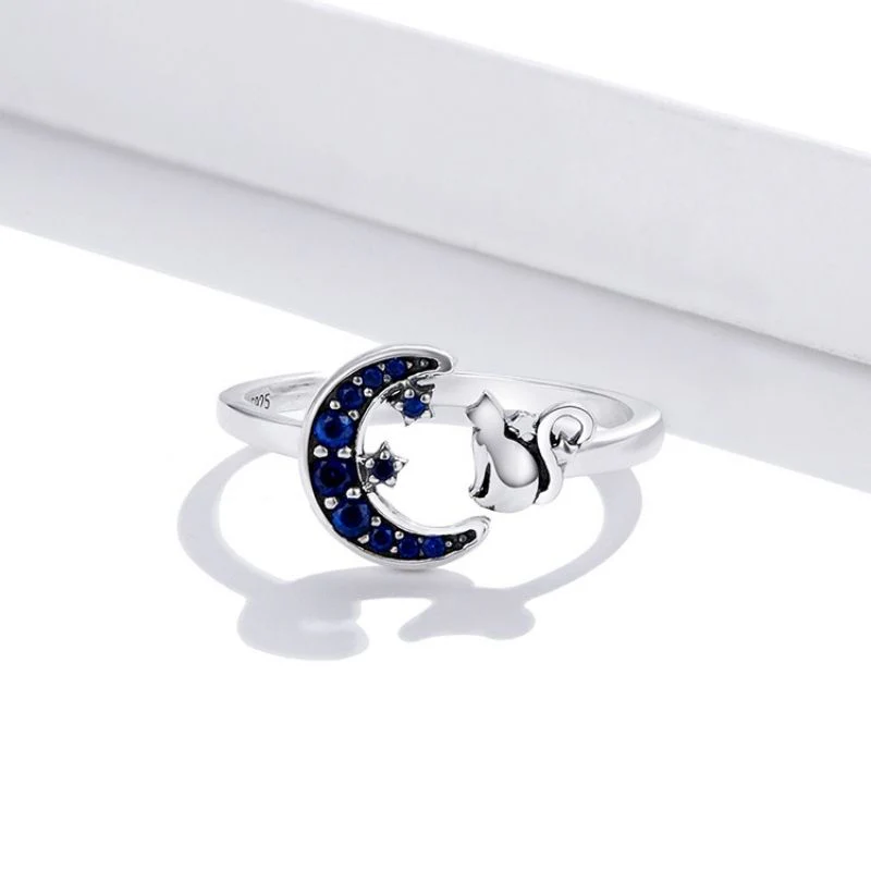 Cat And Blue Moon Ring