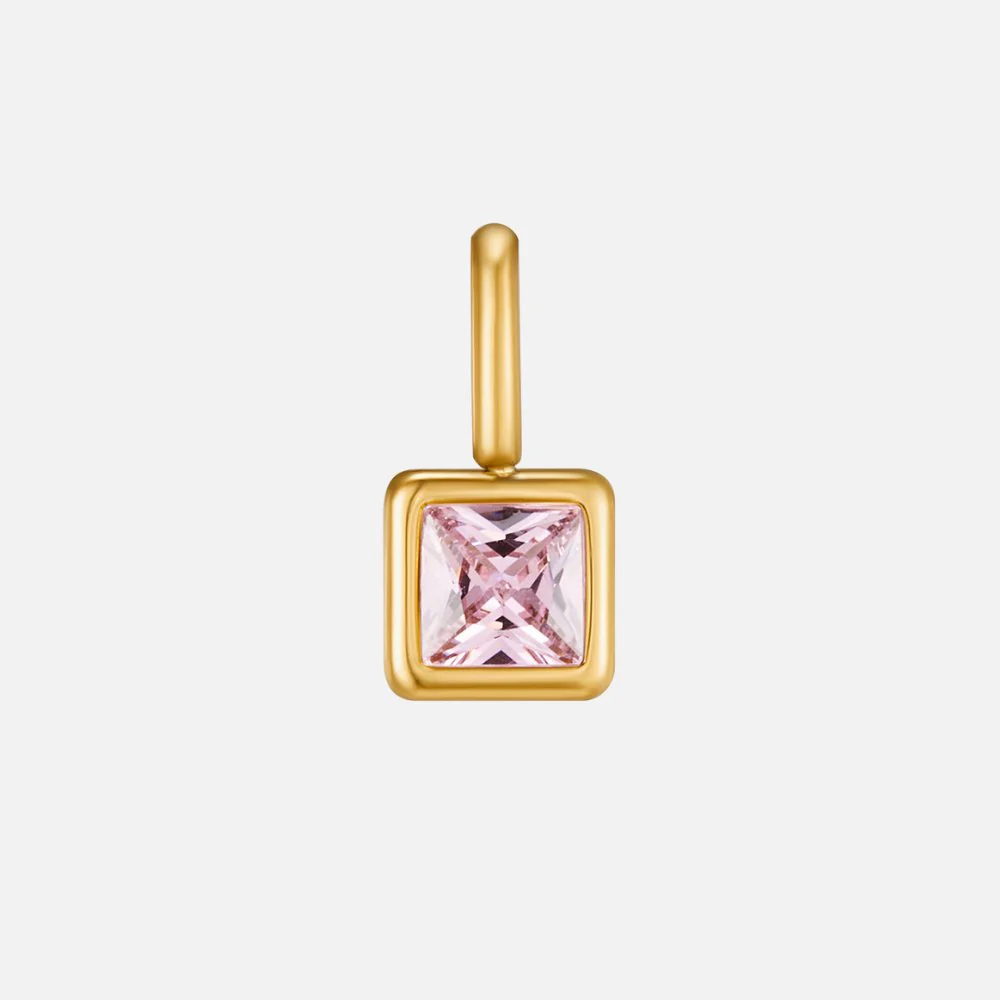 Square Pendant Birthstone Necklace