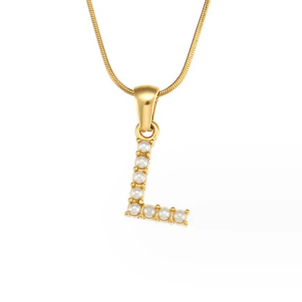 Letter Pearl Charm Necklace