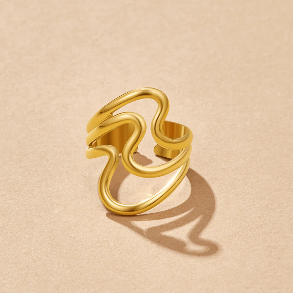 Golden Waves Wrap Ring