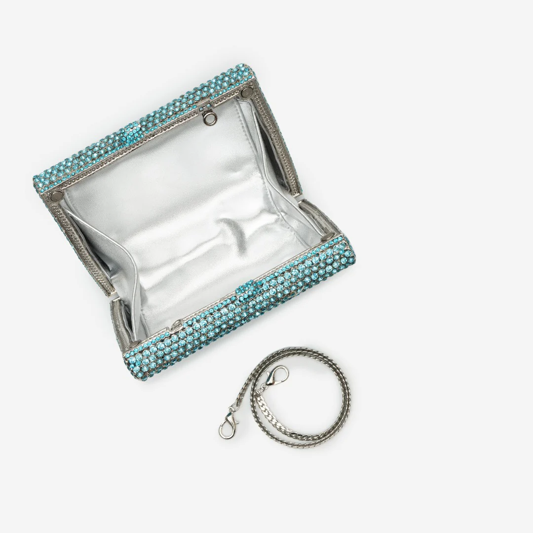 (CS) Victoria Crystals Clutch Bag - Sky Blue
