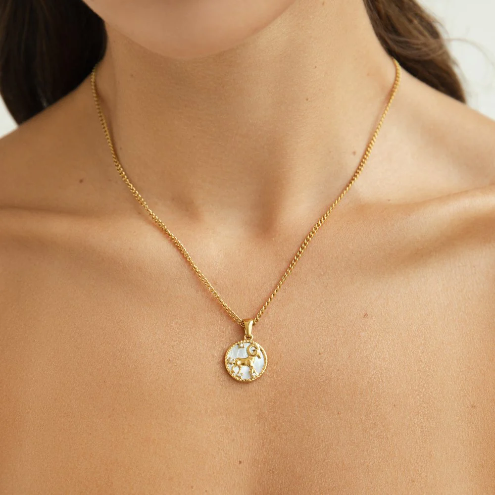 White Shell Zodiac Coin Necklace