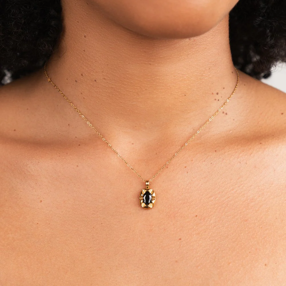 Iris Black Crystal Necklace