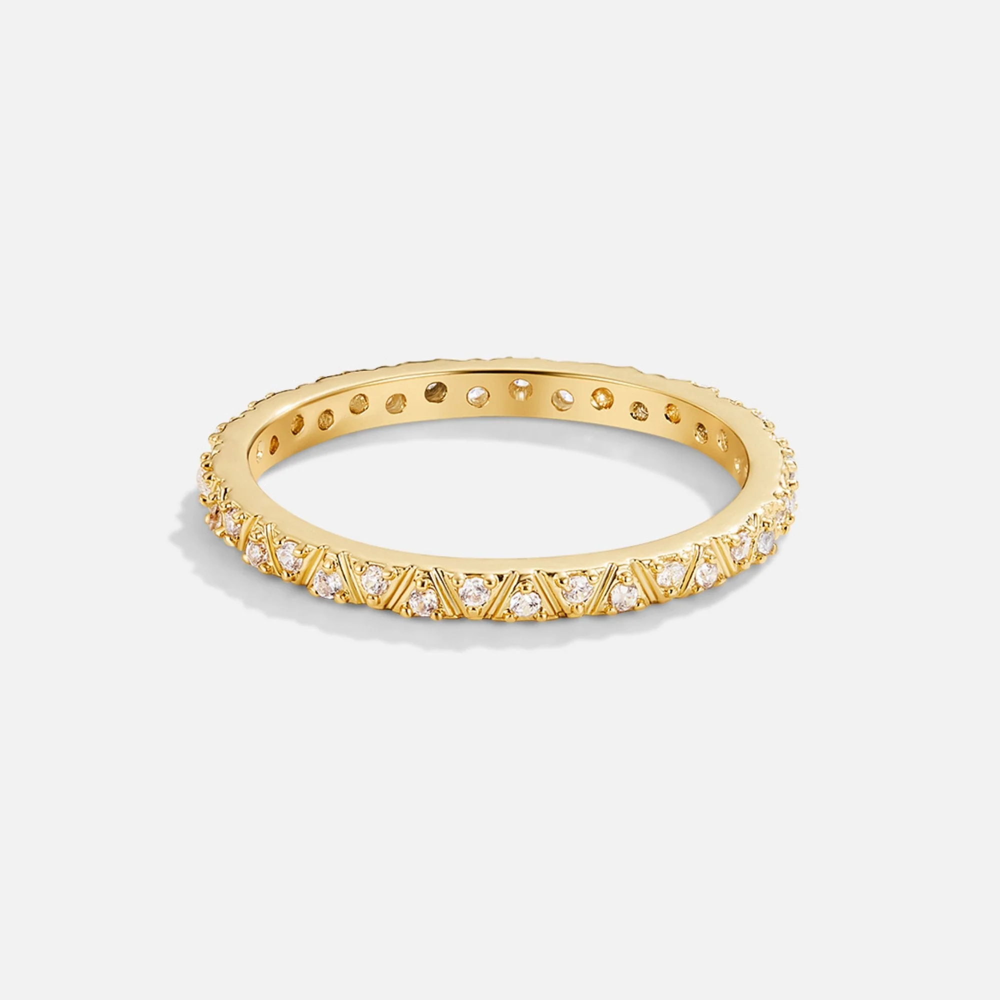 Arquette Gold & Crystal Band Ring
