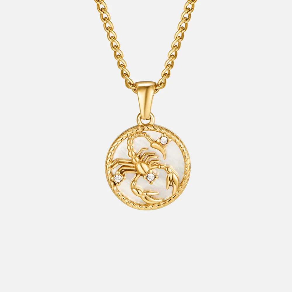 White Shell Zodiac Coin Necklace
