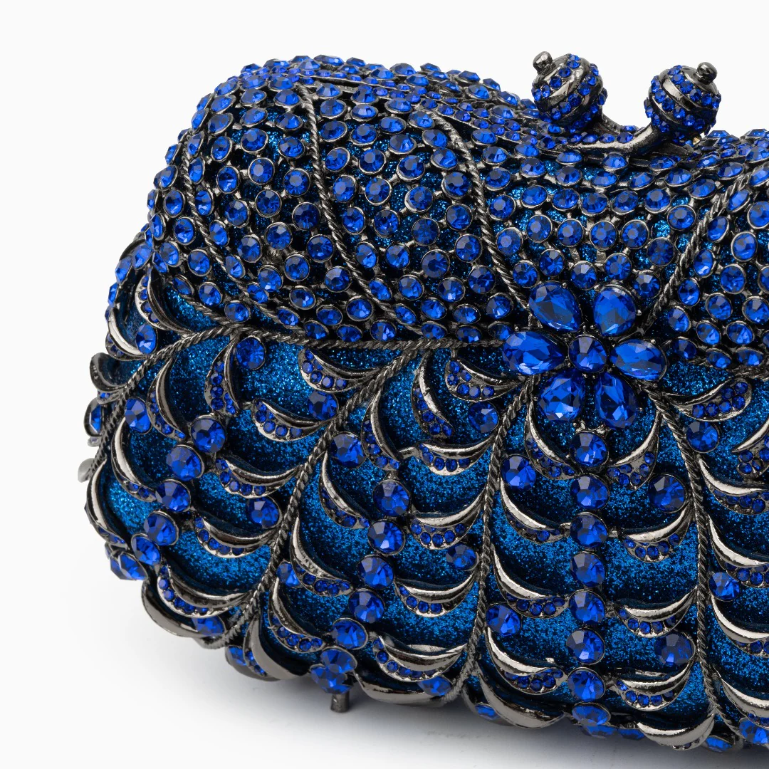 (CS) Alyssa Rhinestones Clutch Bag - Blue