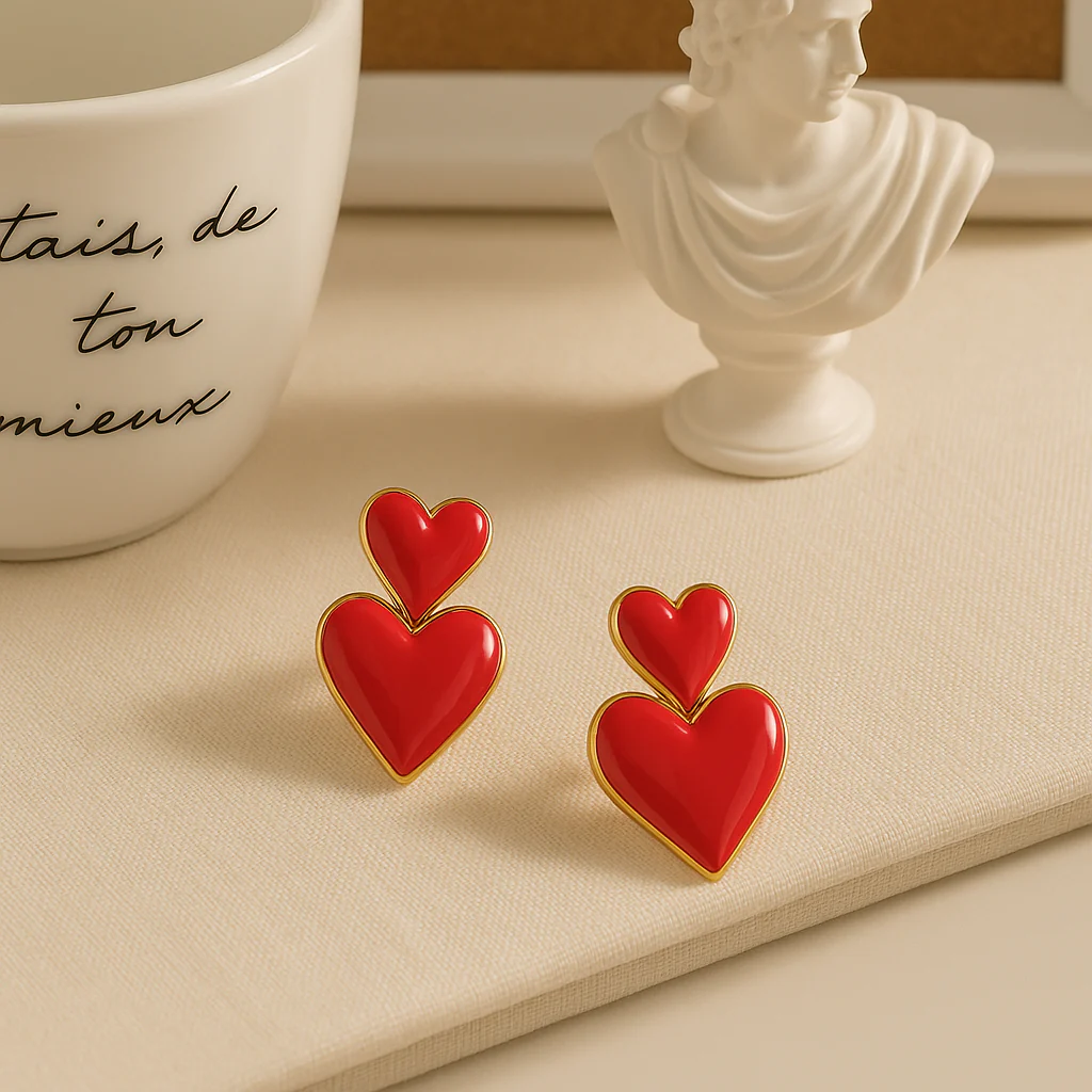 Amara Double Heart Earrings