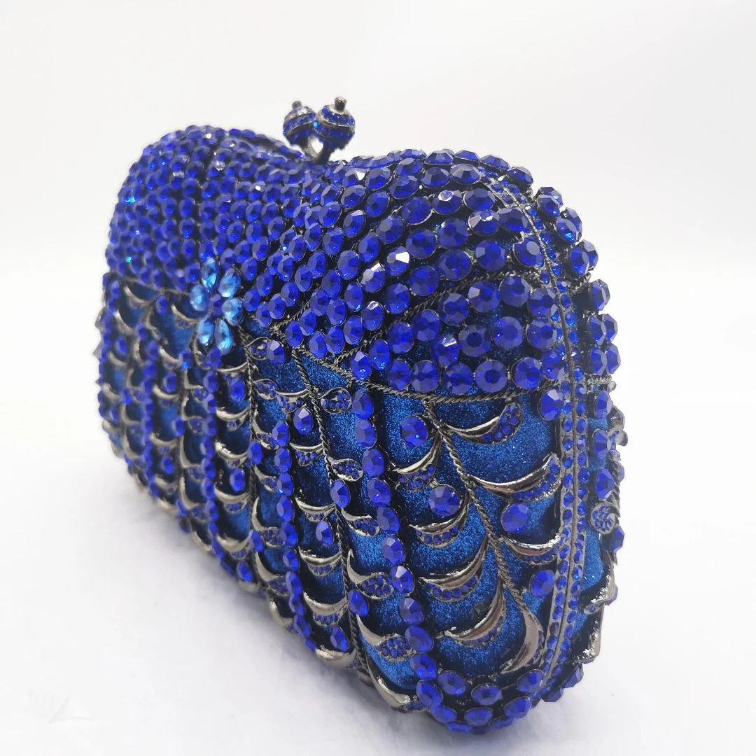 (CS) Alyssa Rhinestones Clutch Bag - Blue