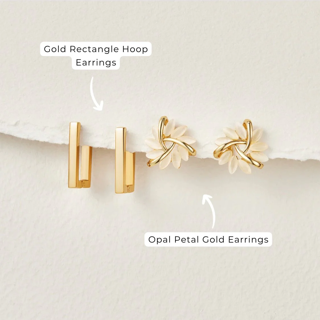 Gold Rectangle Hoop Earrings