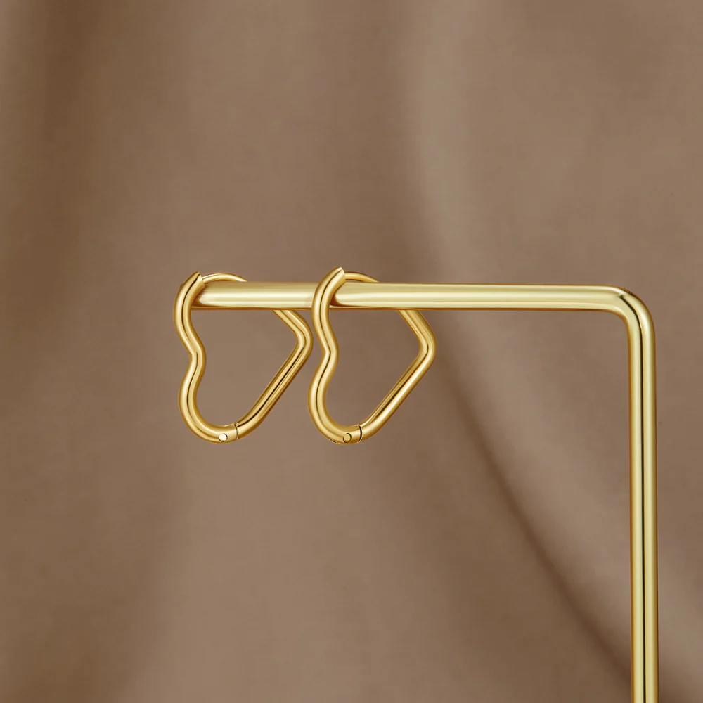 Heart Gold Hoops