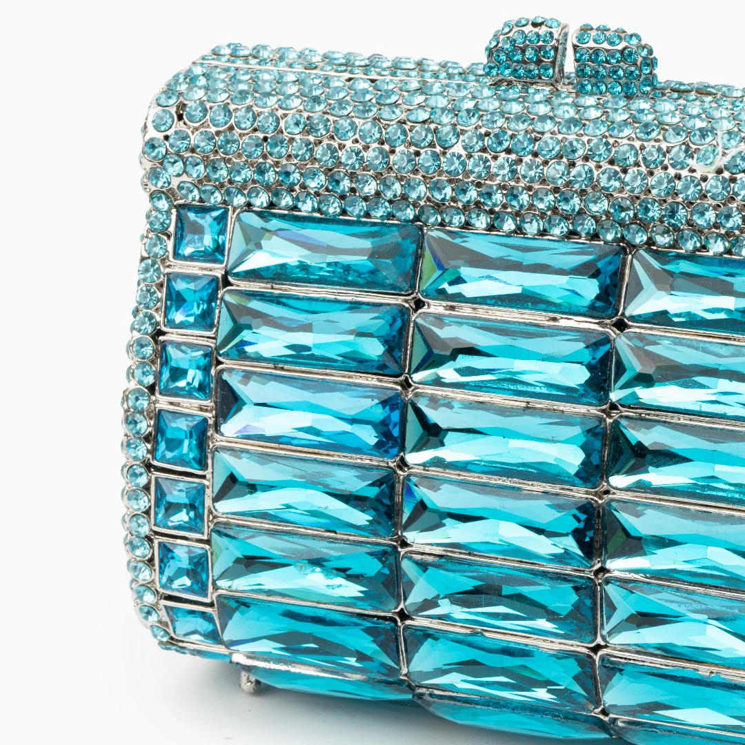 (CS) Victoria Crystals Clutch Bag - Sky Blue