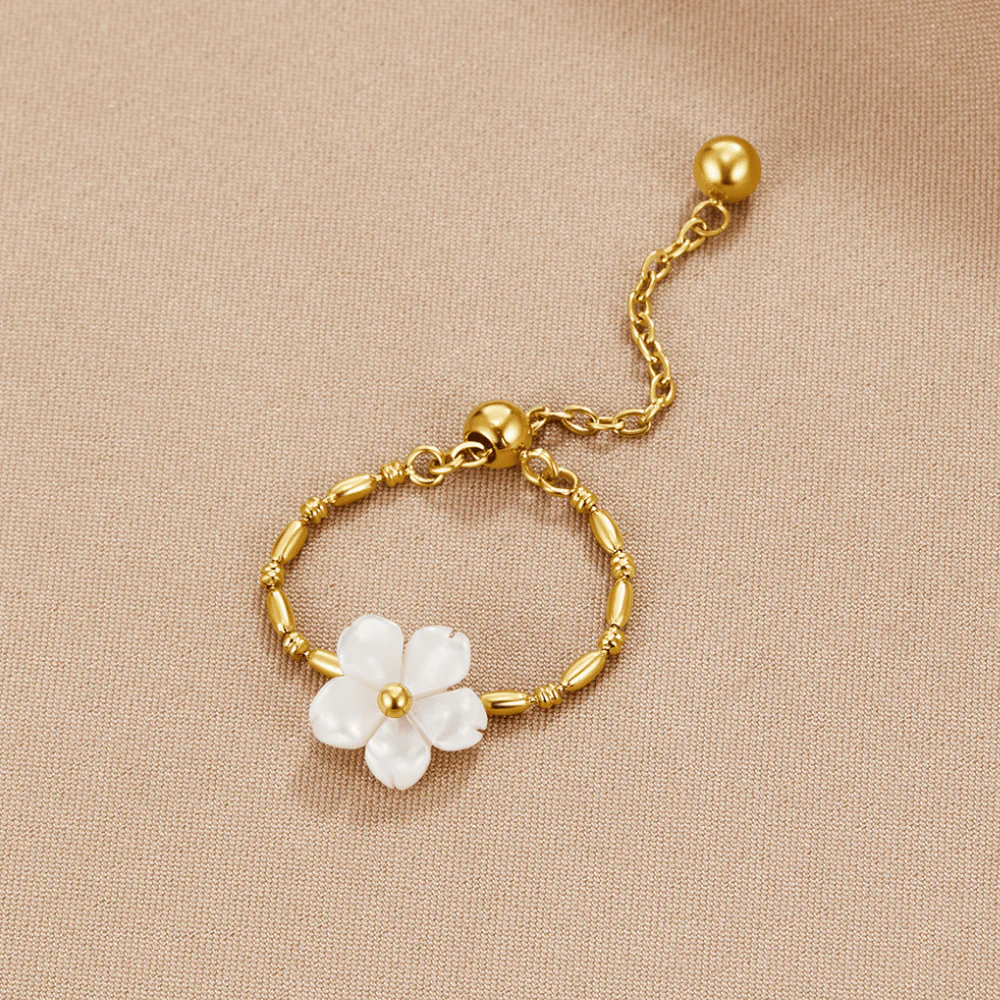 Pearl White Blossom Flower Ring