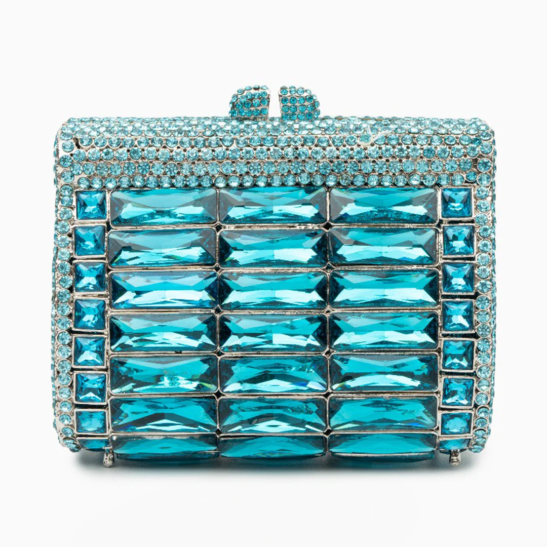 (CS) Victoria Crystals Clutch Bag - Sky Blue